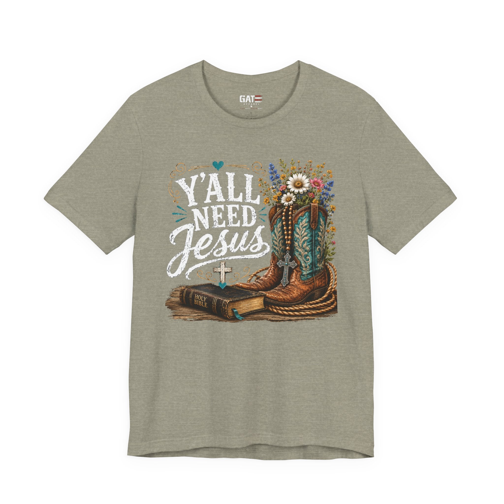 Y'all Need Jesus Shirt, Christian Western Shirt, Cowgirl Faith Tee, Cowboy Boots Floral Shirt, Country Christian Gift for Women