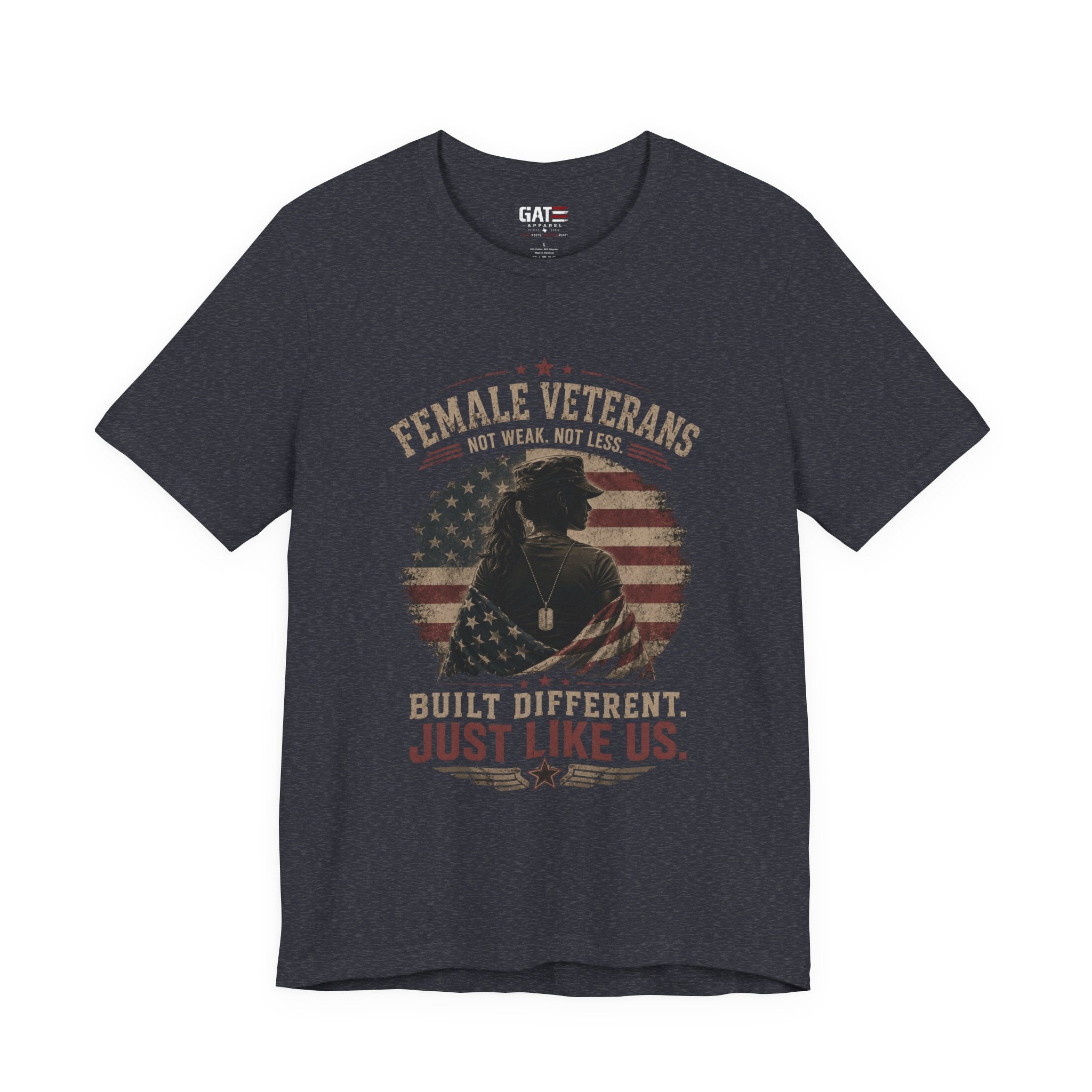 Female Veteran Shirt Built Different Just Like Us Tee Patriotic Military Shirt for Women Army Navy Marine Air Force Veteran Gift