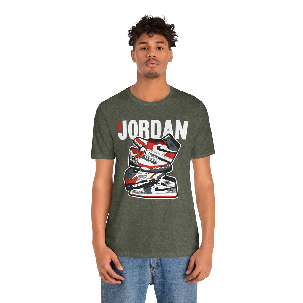 Jordan Sneaker Stack Tee — Retro Air Shoe Graphic T-Shirt