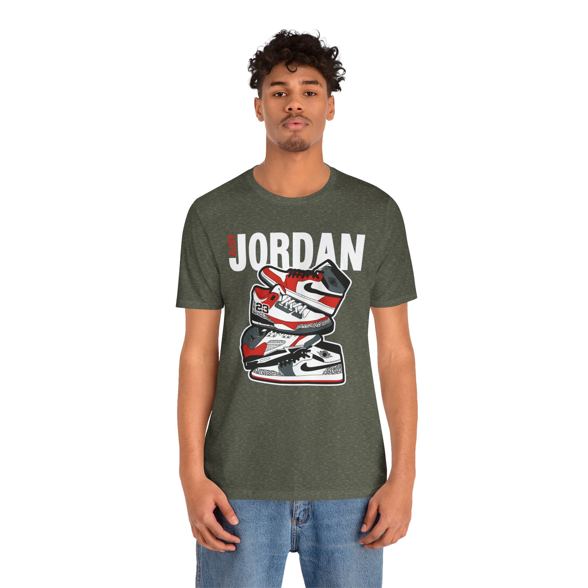 Jordan Sneaker Stack Tee — Retro Air Shoe Graphic T-Shirt