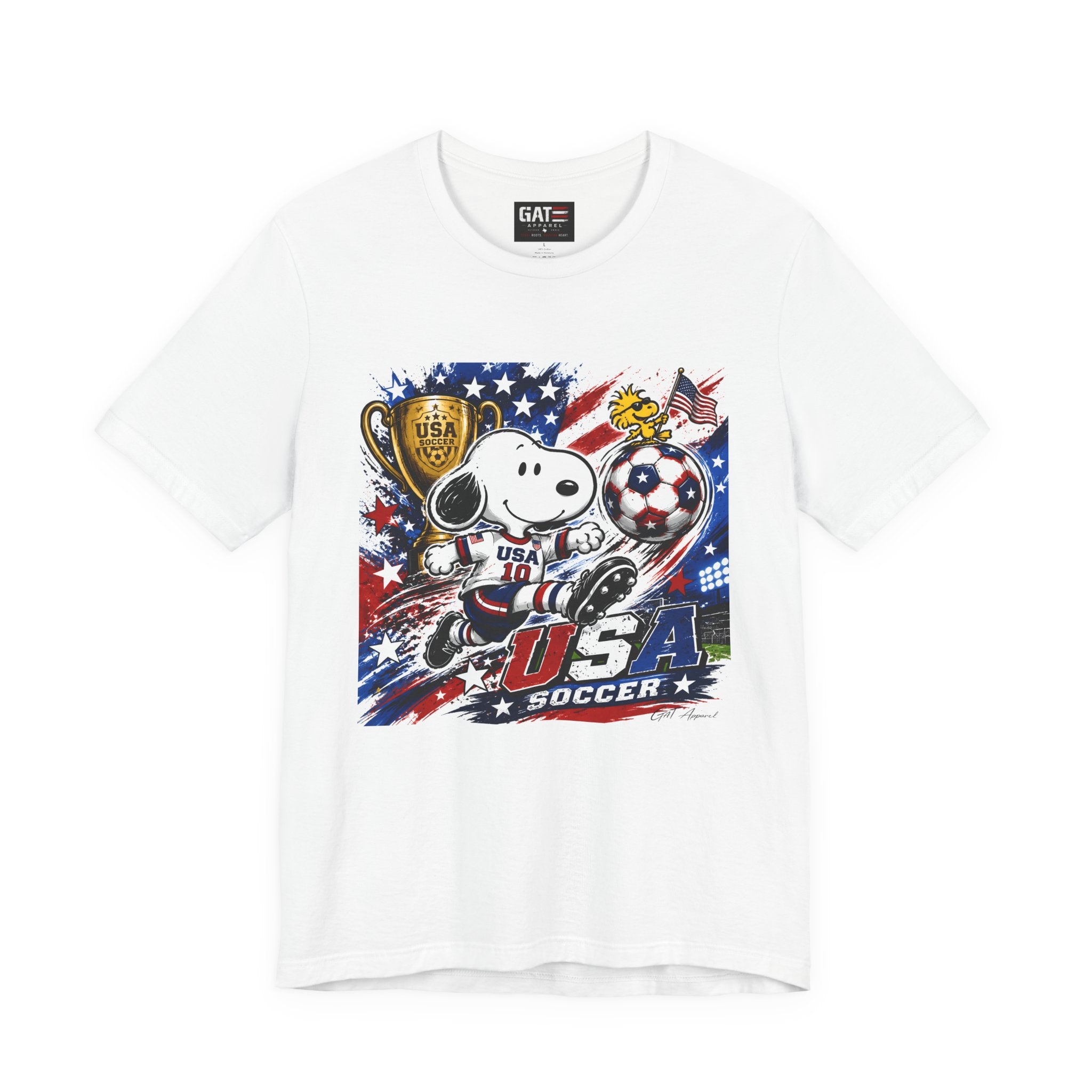 Snoopy USA Soccer Tee | Patriotic Soccer Graphic T-Shirt