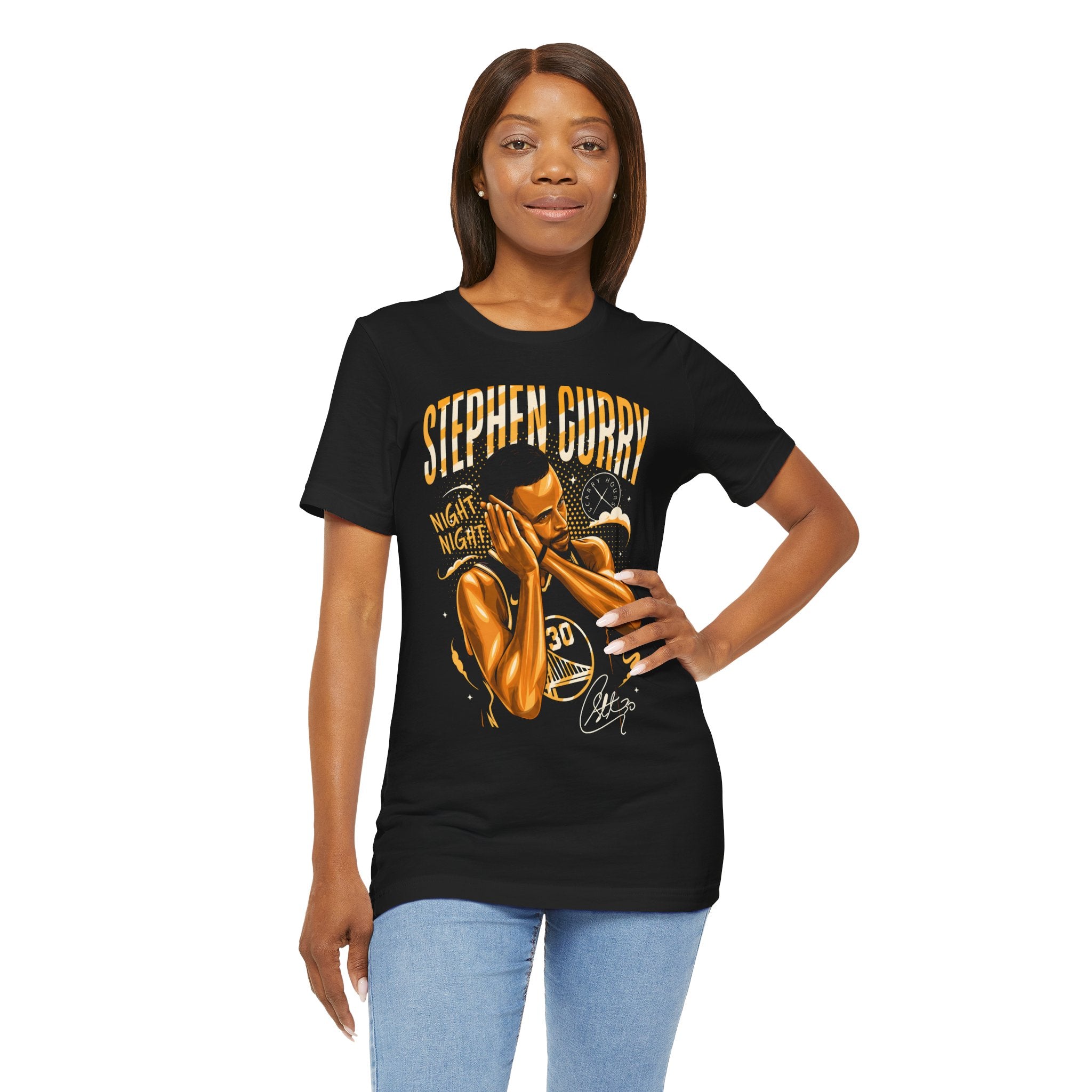 Steph Curry|Warriors Basketball Night Graphic Tee — "Night Night" Illustration