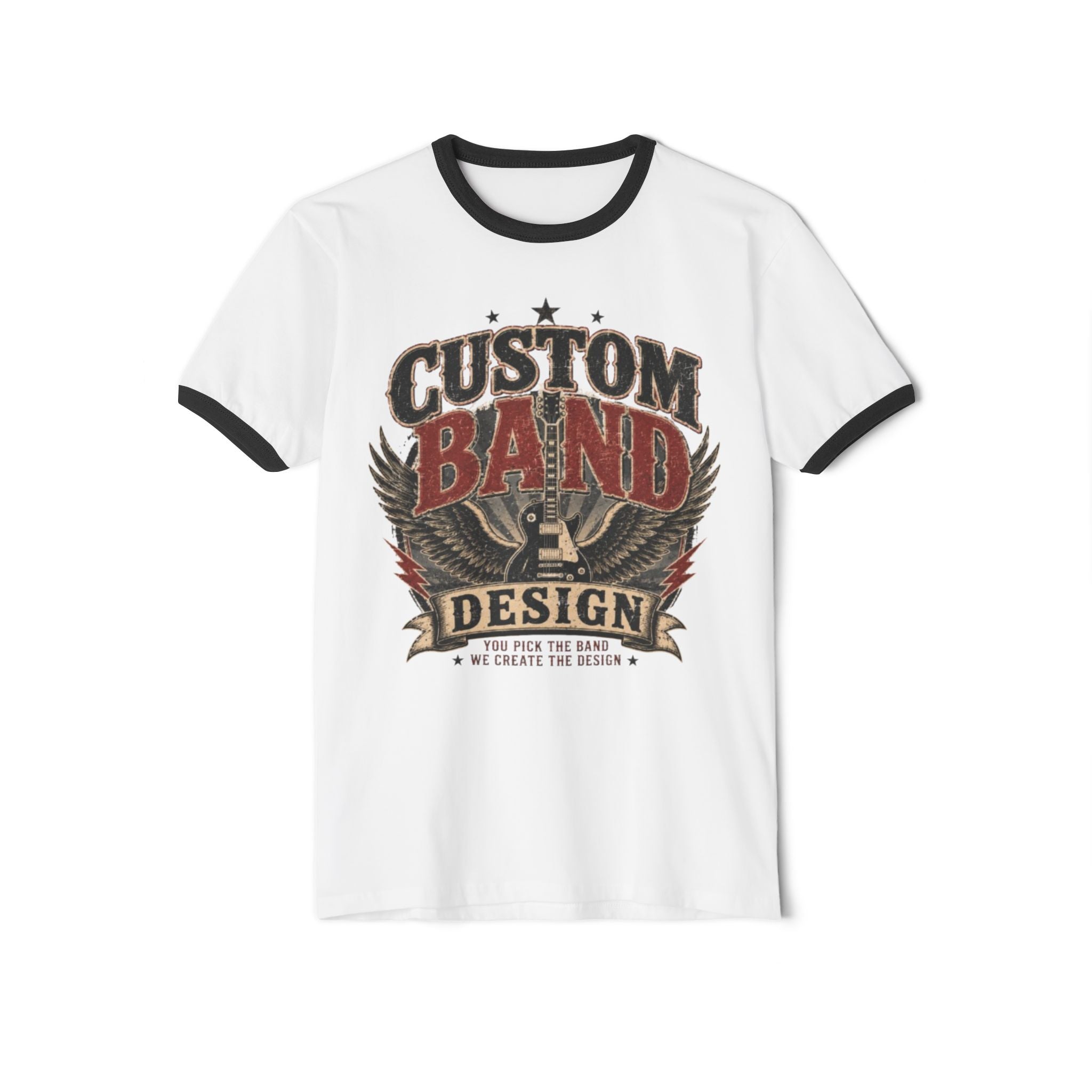 Band Graphic Ringer T-Shirt — "Custom Band Design" Retro Rock Tee
