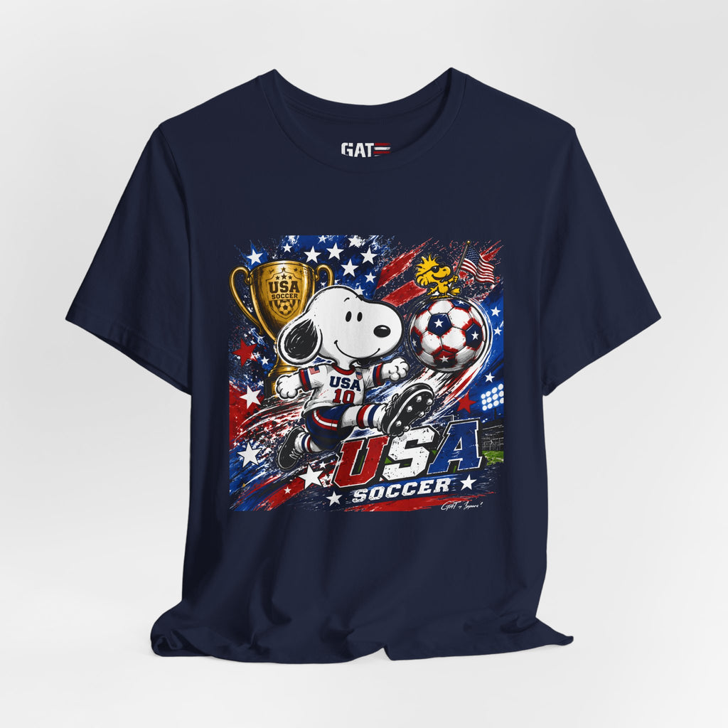 Snoopy USA Soccer Tee | Patriotic Soccer Graphic T-Shirt