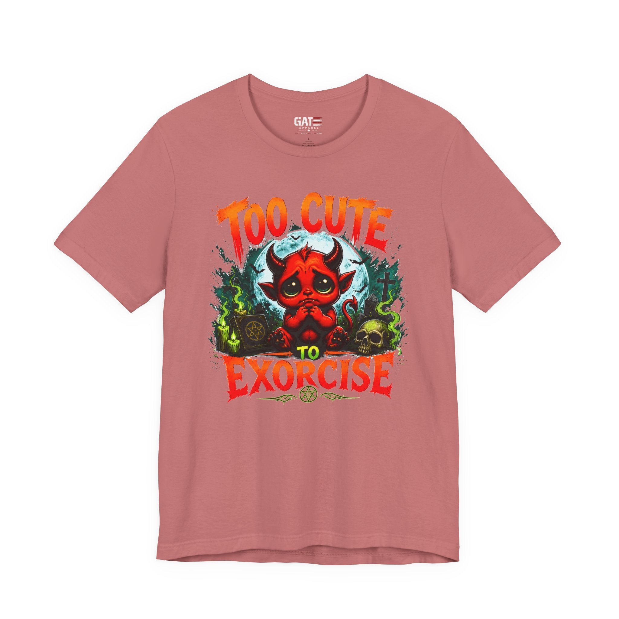Too Cute to Exorcise T-Shirt — Cute Devil Graphic Tee (Halloween)