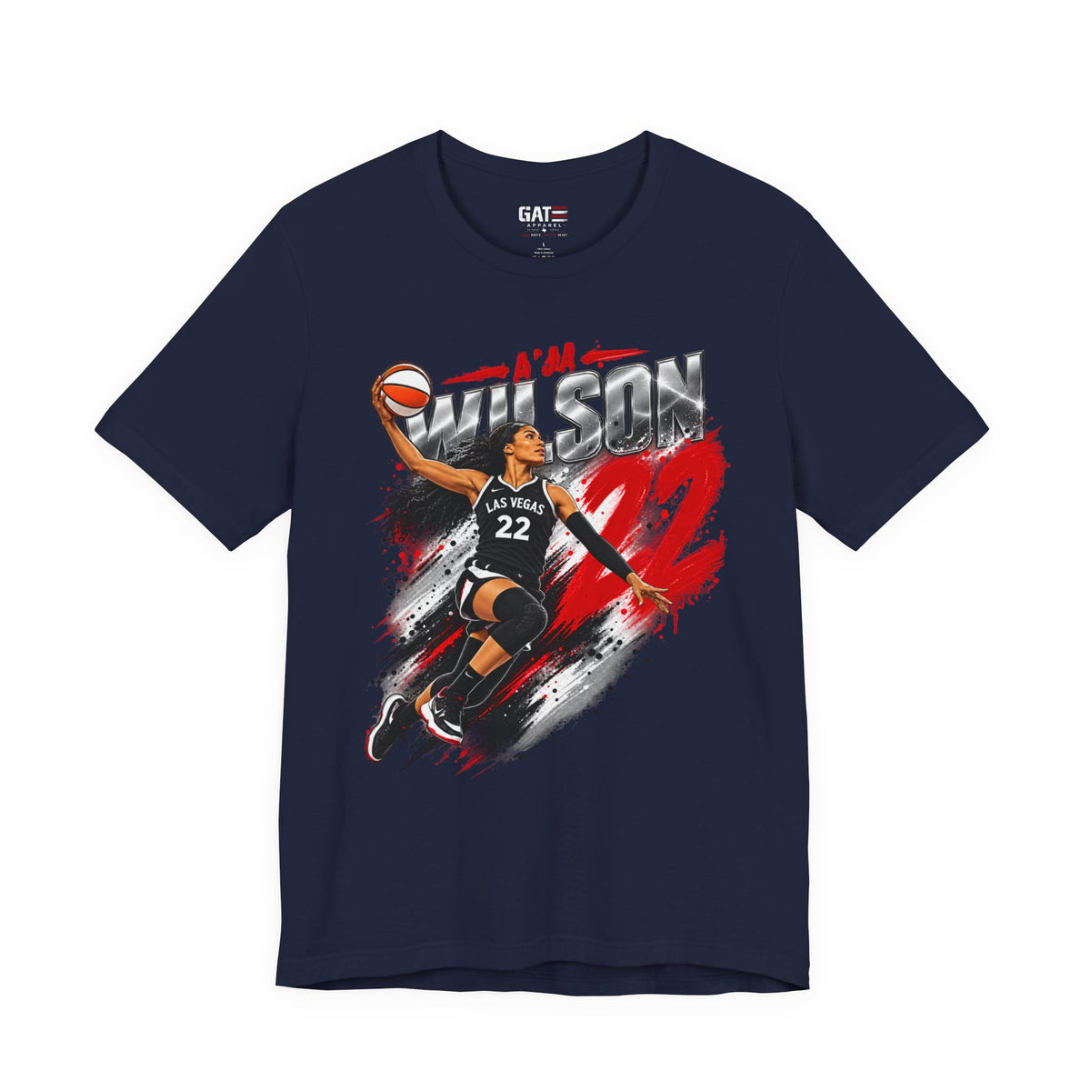 A'ja Wilson #22 Las Vegas Aces Shirt – WNBA Basketball Tee product mockup 11