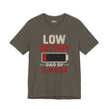 Low Battery Dad of 3 Kids Shirt, Funny Tired Dad Tee, Father of Four Gift, Parenting Humor Shirt, Exhausted Dad Graphic Tee