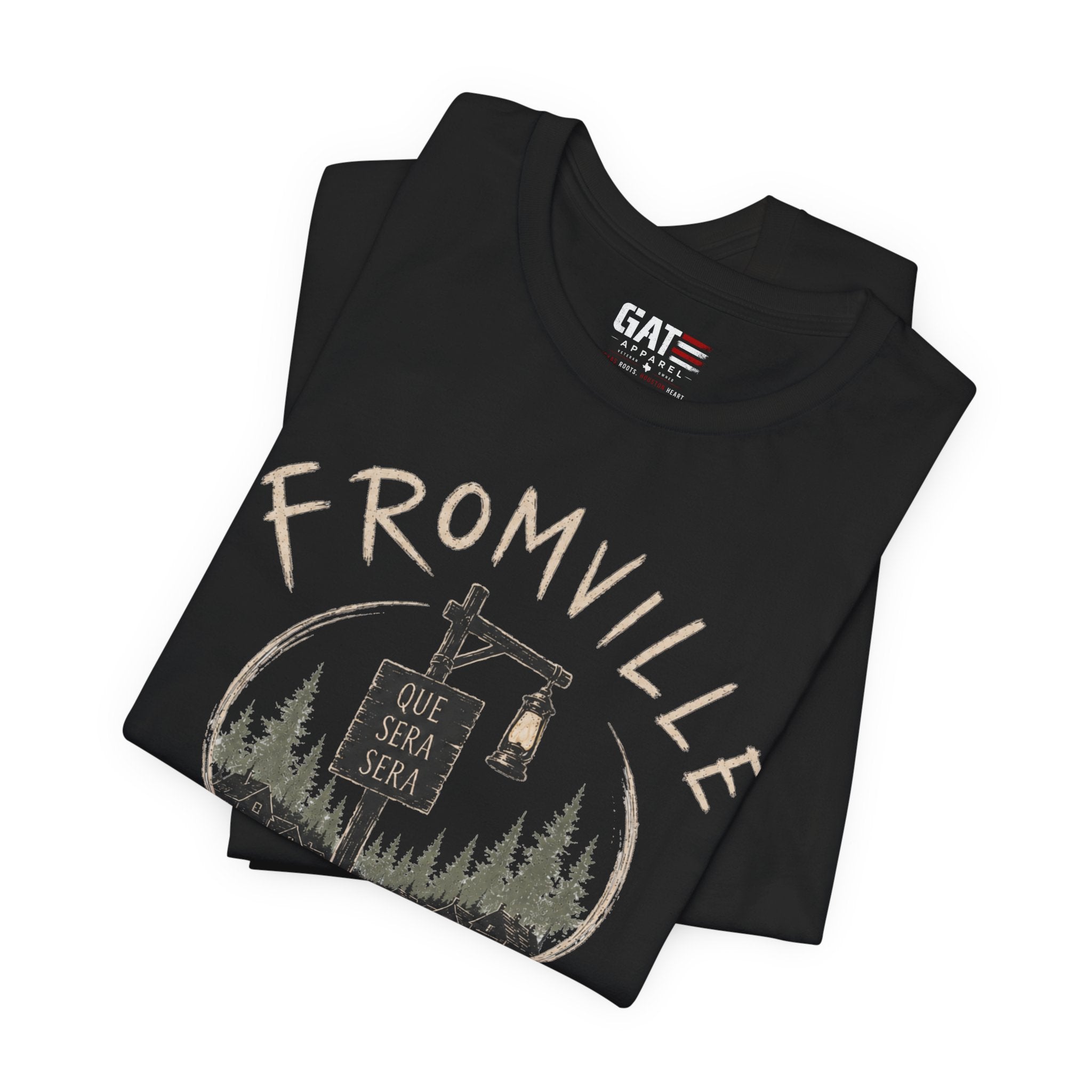 Fromville T‑Shirt — Vintage ‘Que Sera Squad’ Forest Roots Graphic Tee