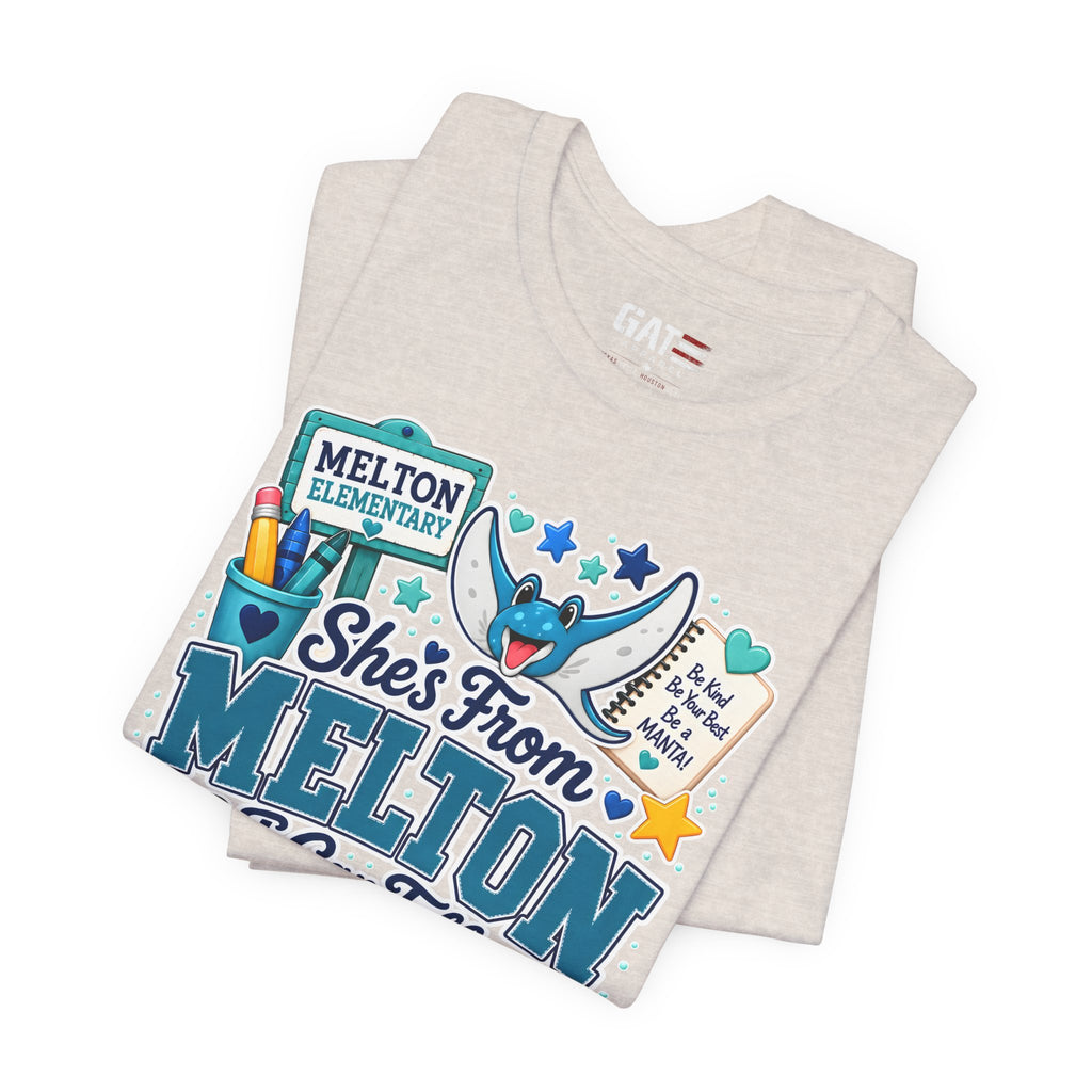 She's From Melton School Tee — Manta Pride Elementary Graphic T‑Shirt