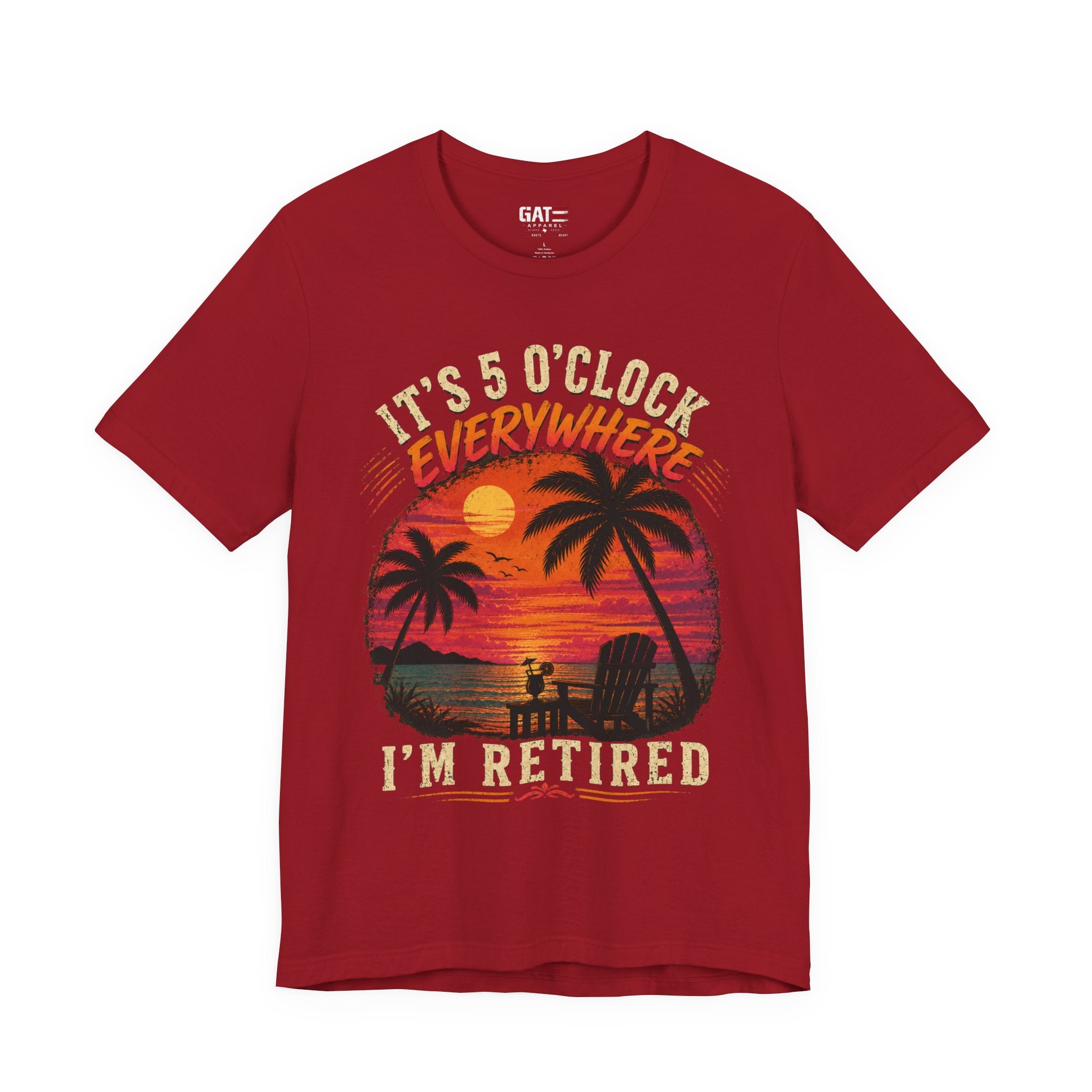 Retired Paradise T-Shirt - "It's 5 O'Clock Everywhere" Sunset Beach Tee