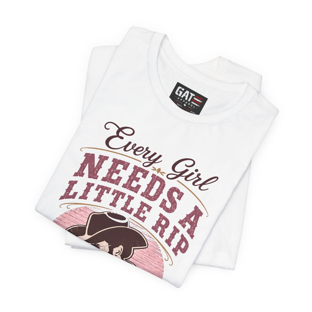 Every Girl Needs A Little Rip In Their Jeans Pink Text Shirt | Dutton Ranch| Yellowstone Inspire Shirt