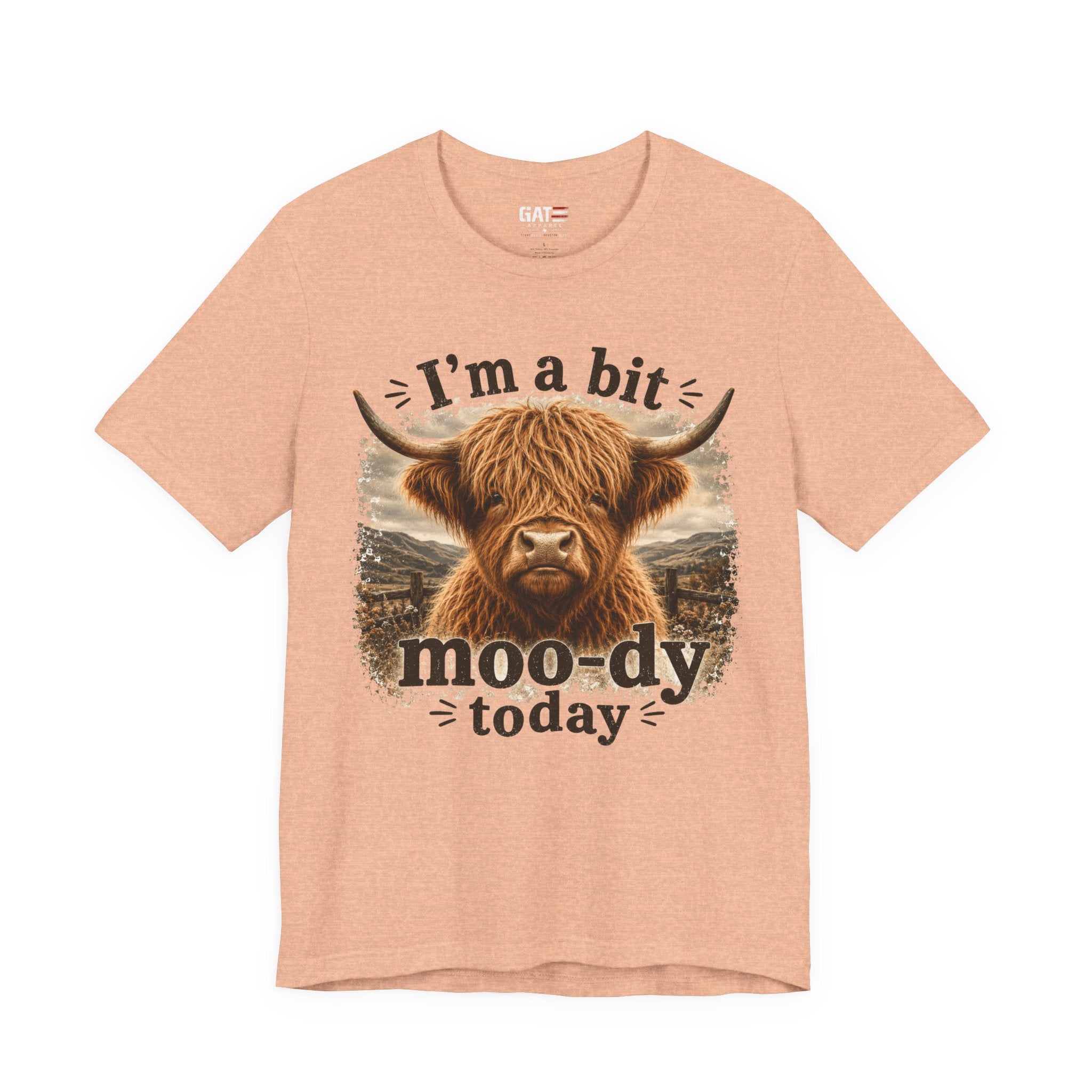 I’m a Bit Moo-dy Today Tee — Funny Highland Cow Graphic T-Shirt