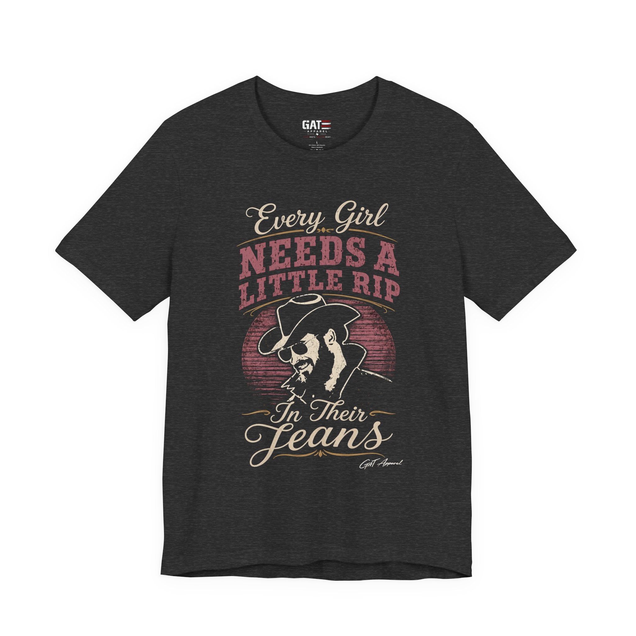 Every Girl Needs A Little Rip In Their Jeans Pink Text Shirt | Dutton Ranch| Yellowstone Inspire Shirt