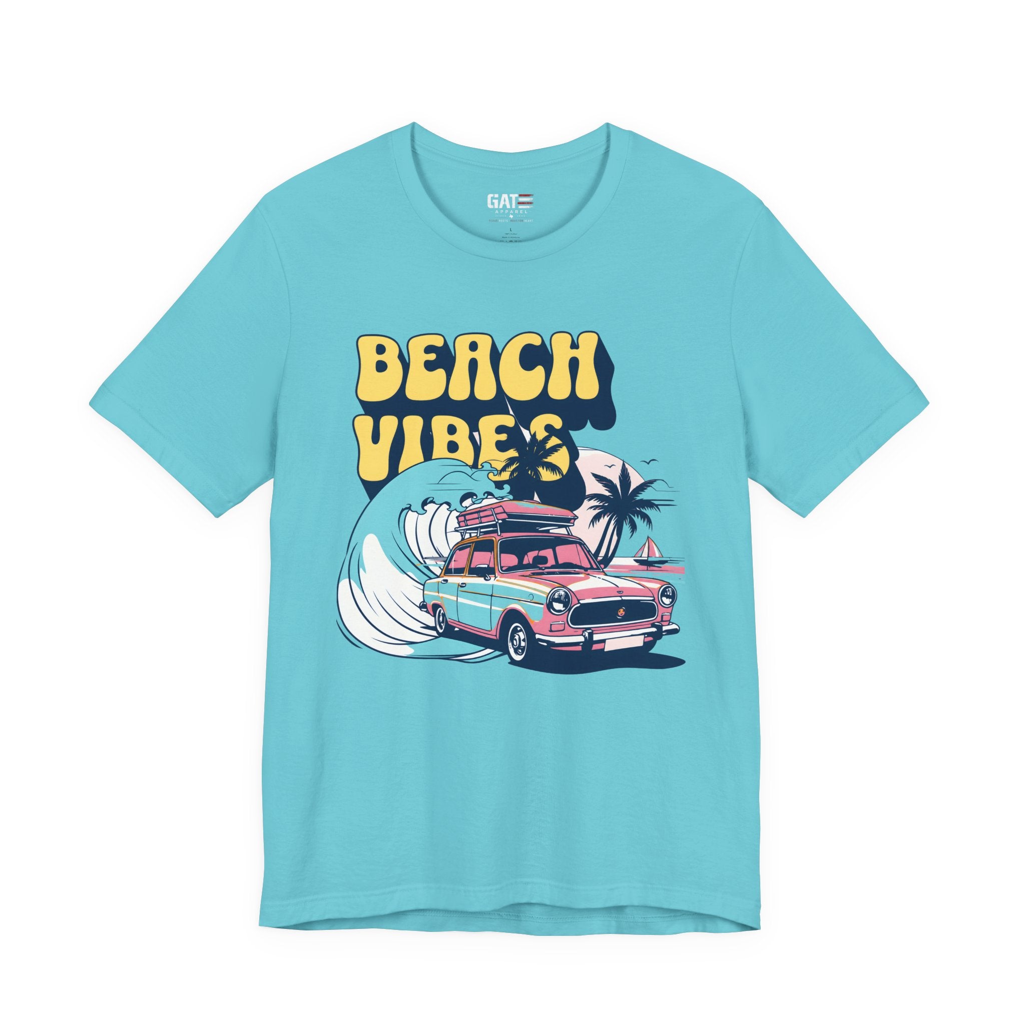 Beach Vibes Shirt, Retro Beach Tee, Vintage Summer Shirt, Coastal Vacation T Shirt, Surf Car Graphic Tee, Groovy Beach Lover Gift