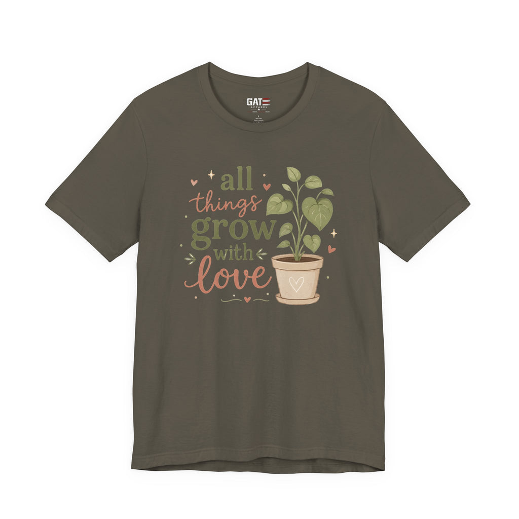 Plant Lover Shirt, All Things Grow With Love Shirt, Gardening Shirt, Botanical Tee, Plant Mom Gift, Flower Lover