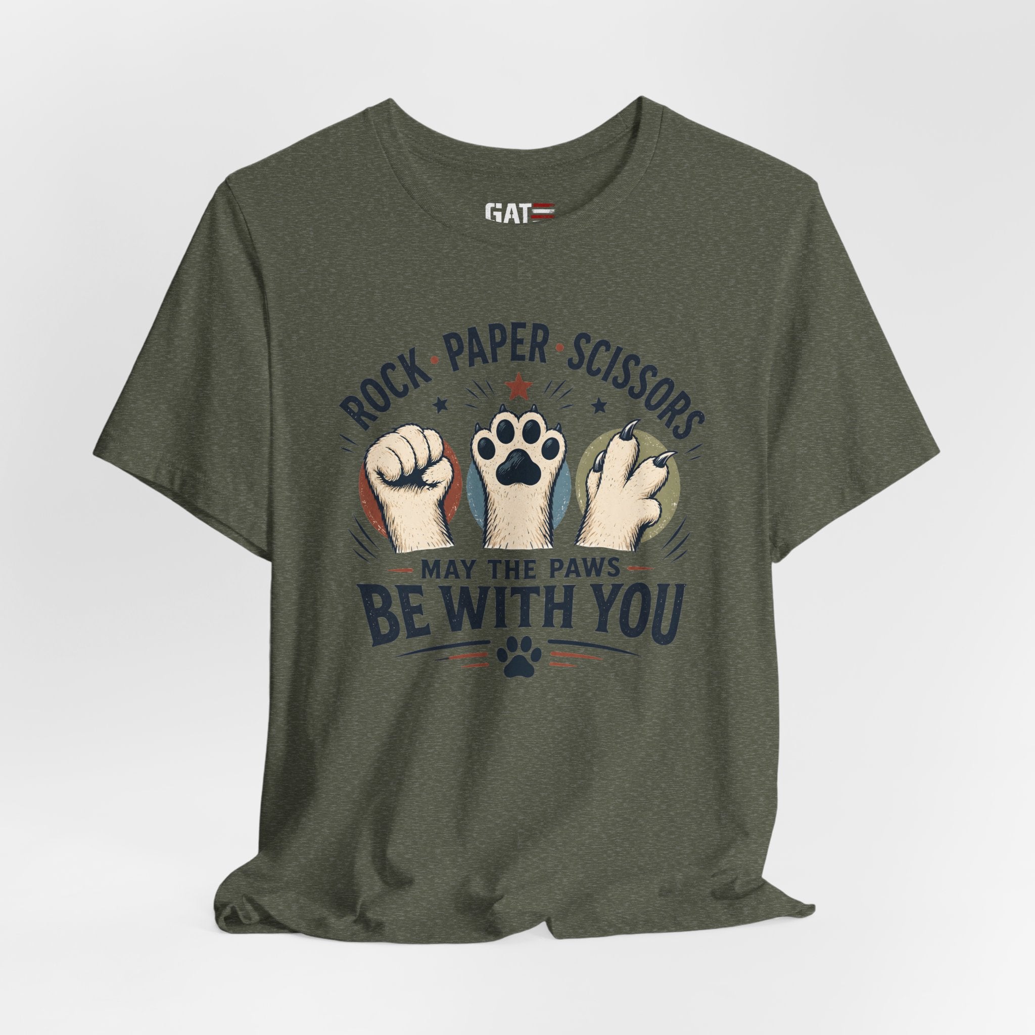 Rock Paper Scissors Cat Shirt, May The Paws Be With You Tee, Funny Cat Lover Gift, Cute Pet Paw Graphic Tee, Cat Mom Dad Shirt