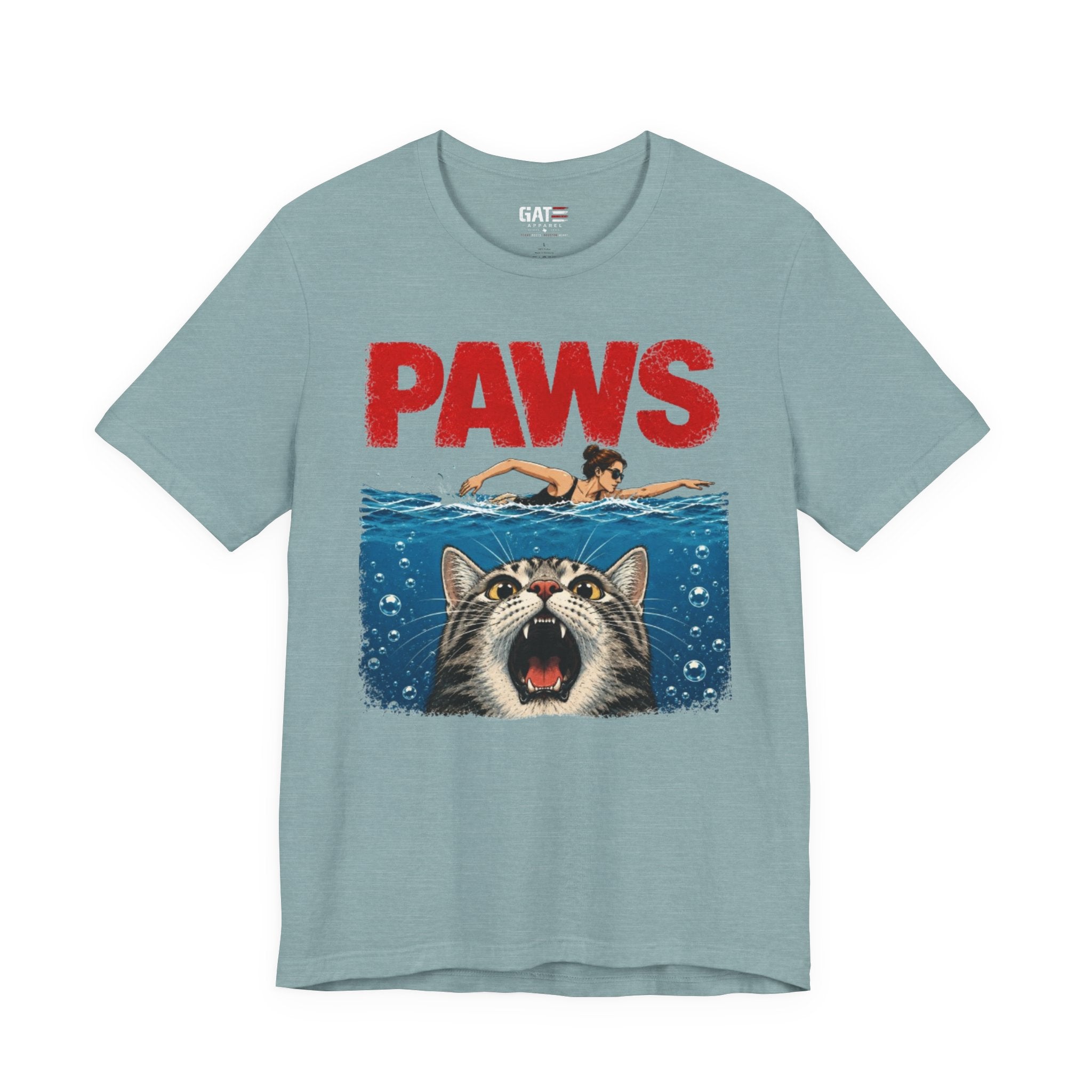 Paws Movie Parody T-Shirt — Retro Horror Cat Graphic Tee