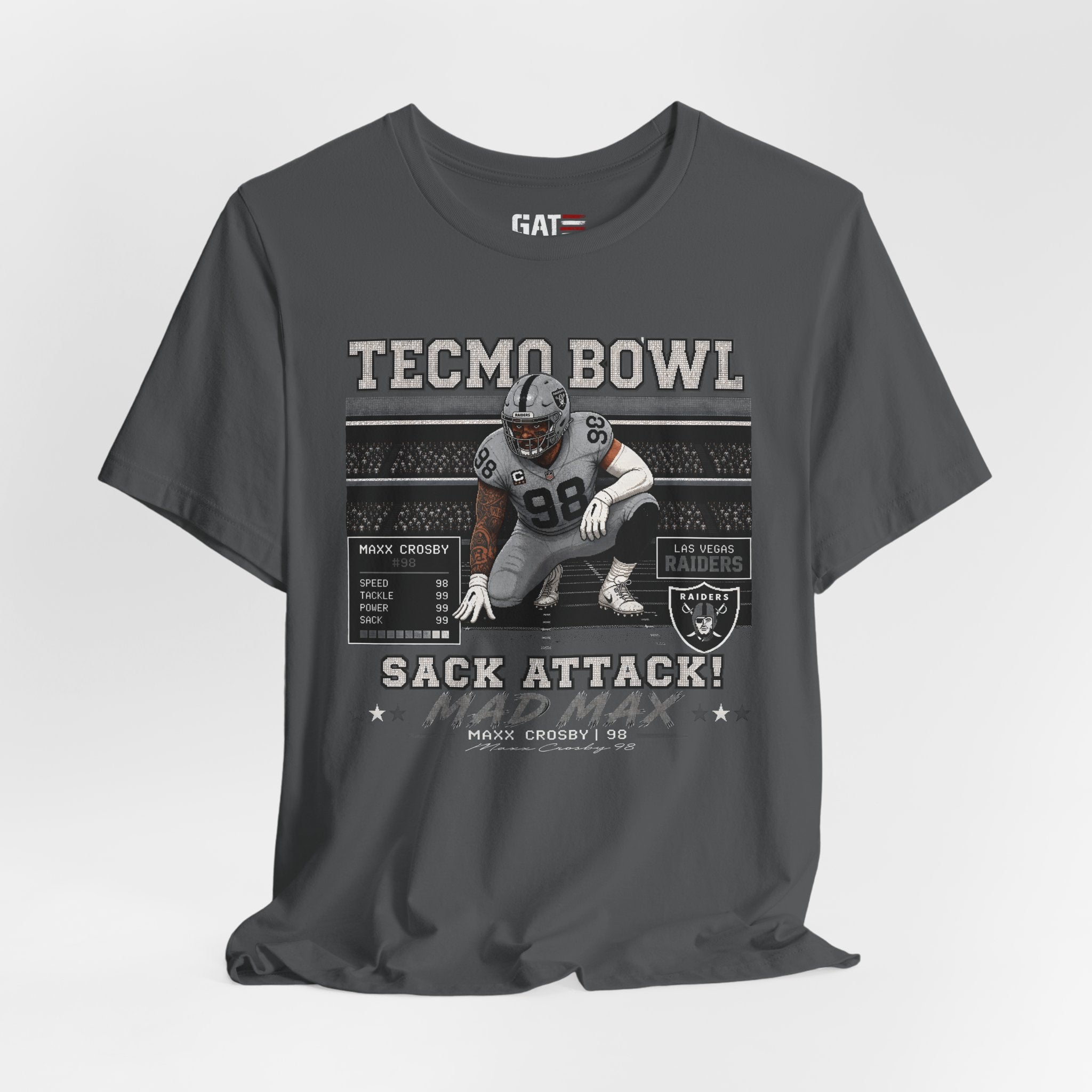 Mad Maxx Crosby Tecmo Bowl Shirt Retro Tecmo Football Tee Vintage Pixel Art Las Vegas Defense Fan Gift Graphic T Shirt