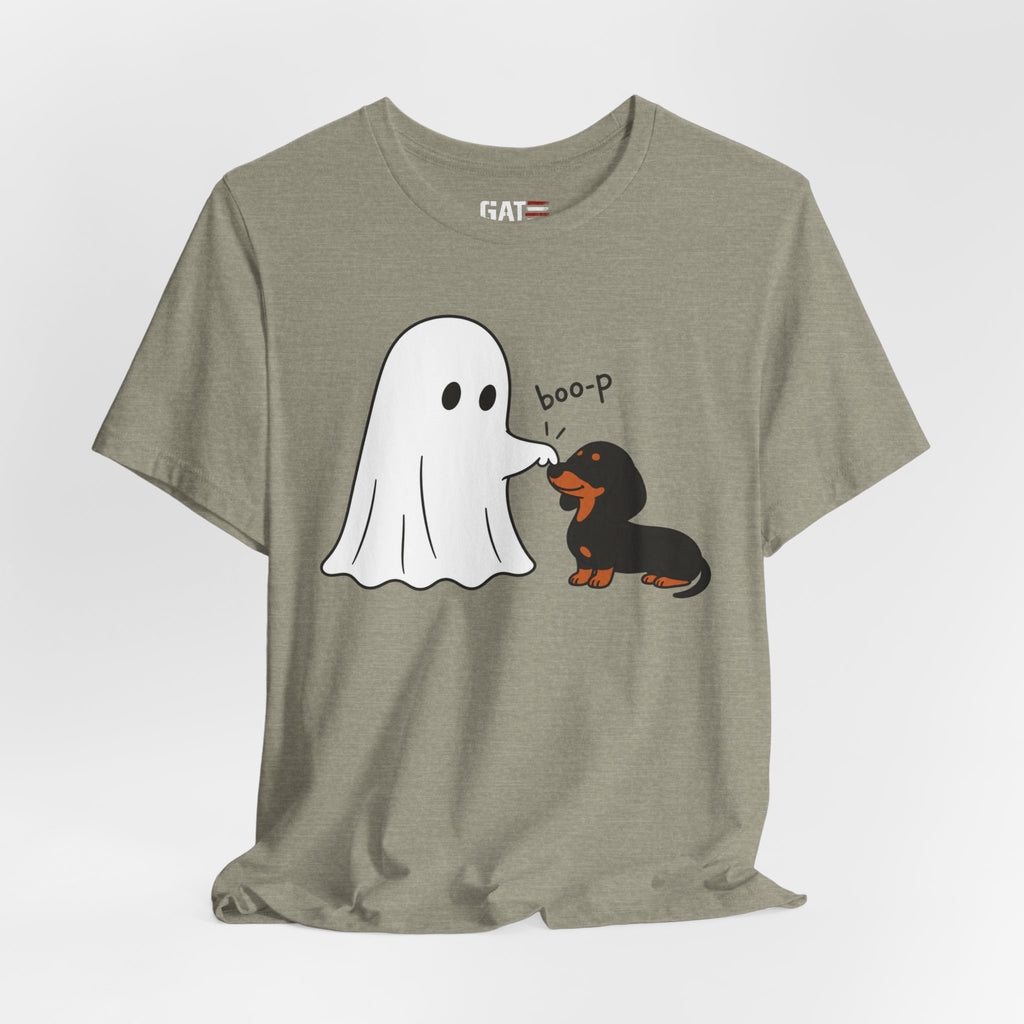 Halloween Ghost & Dachshund — "boo-p" Cute Dog Halloween T-Shirt