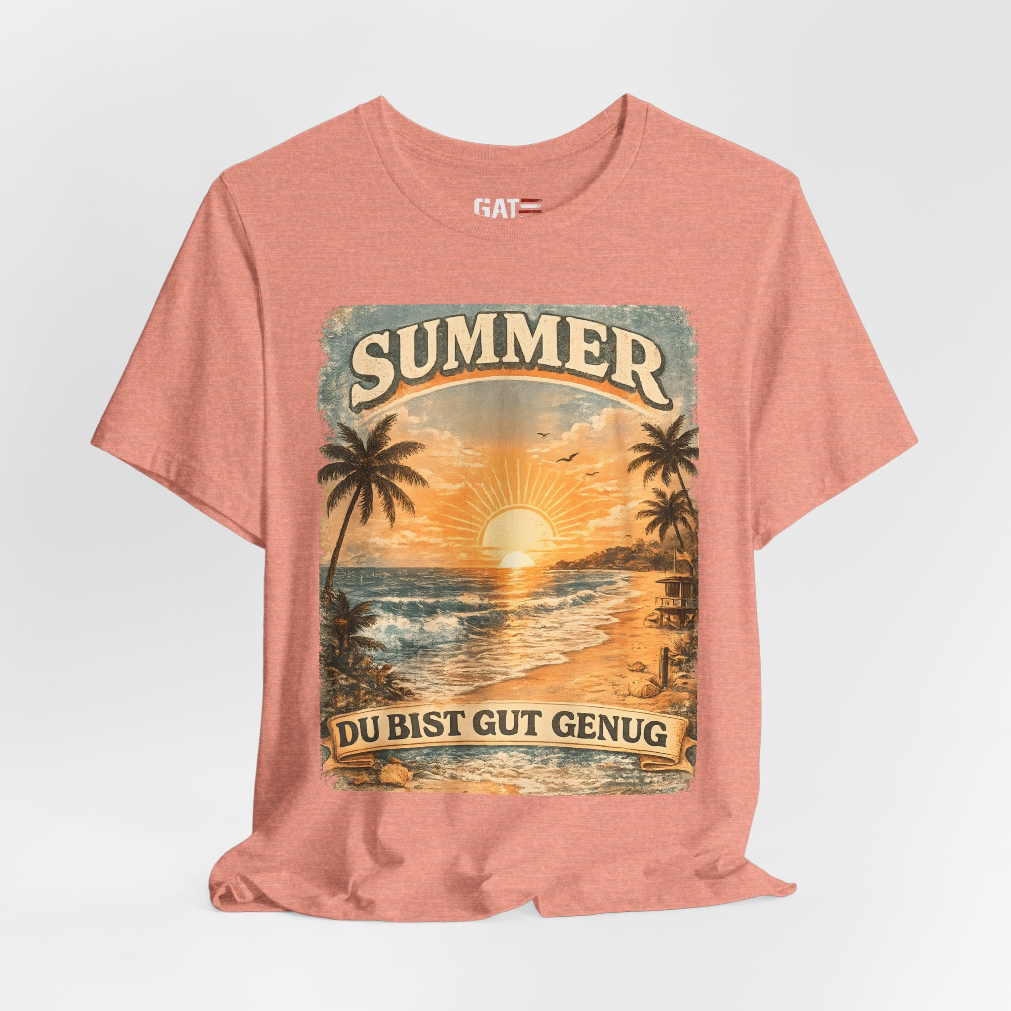 Du Bist Gut Genug Shirt, You Are Enough Tee, Summer Beach Sunset Graphic Shirt, German Quote Retro Aesthetic Tee