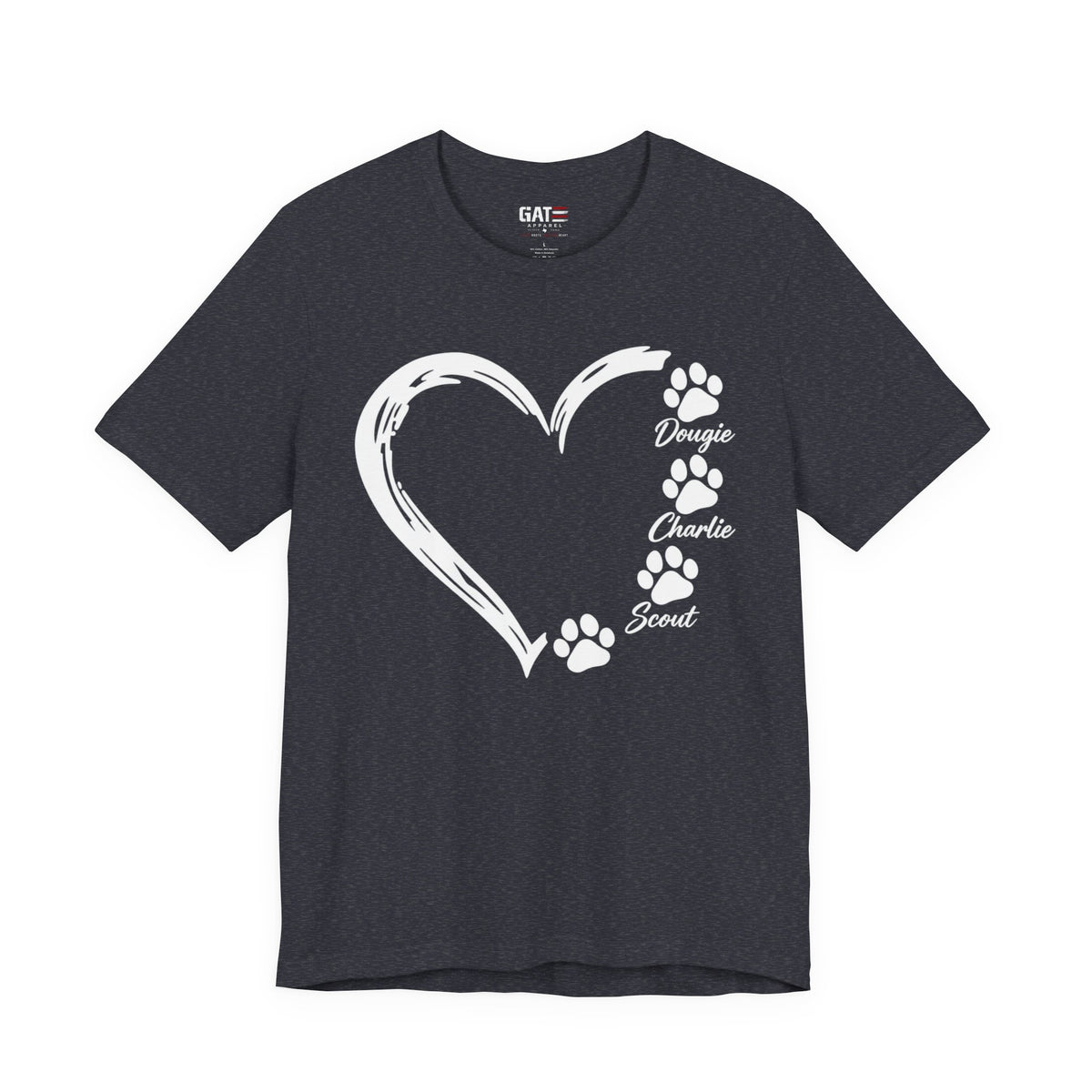 Personalized Pet Paw Heart Shirt | Custom Dog Names Tee