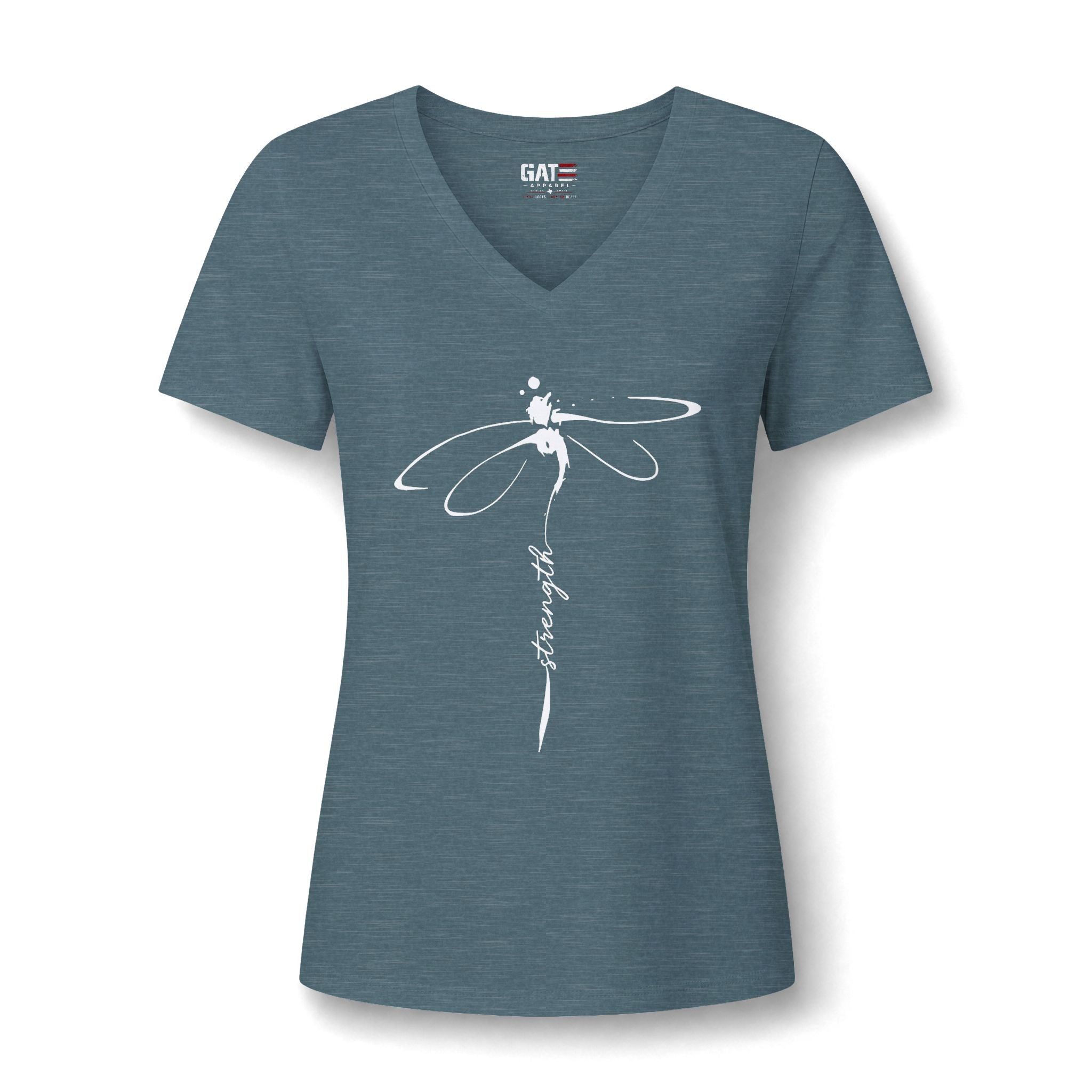 Women's Dragonfly Yoga V-Neck Tee — Serene Floral Meditation Top