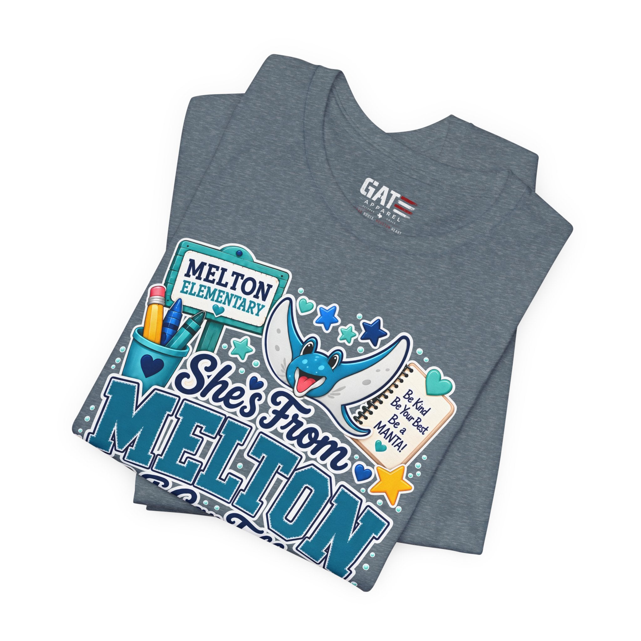 She's From Melton School Tee — Manta Pride Elementary Graphic T‑Shirt
