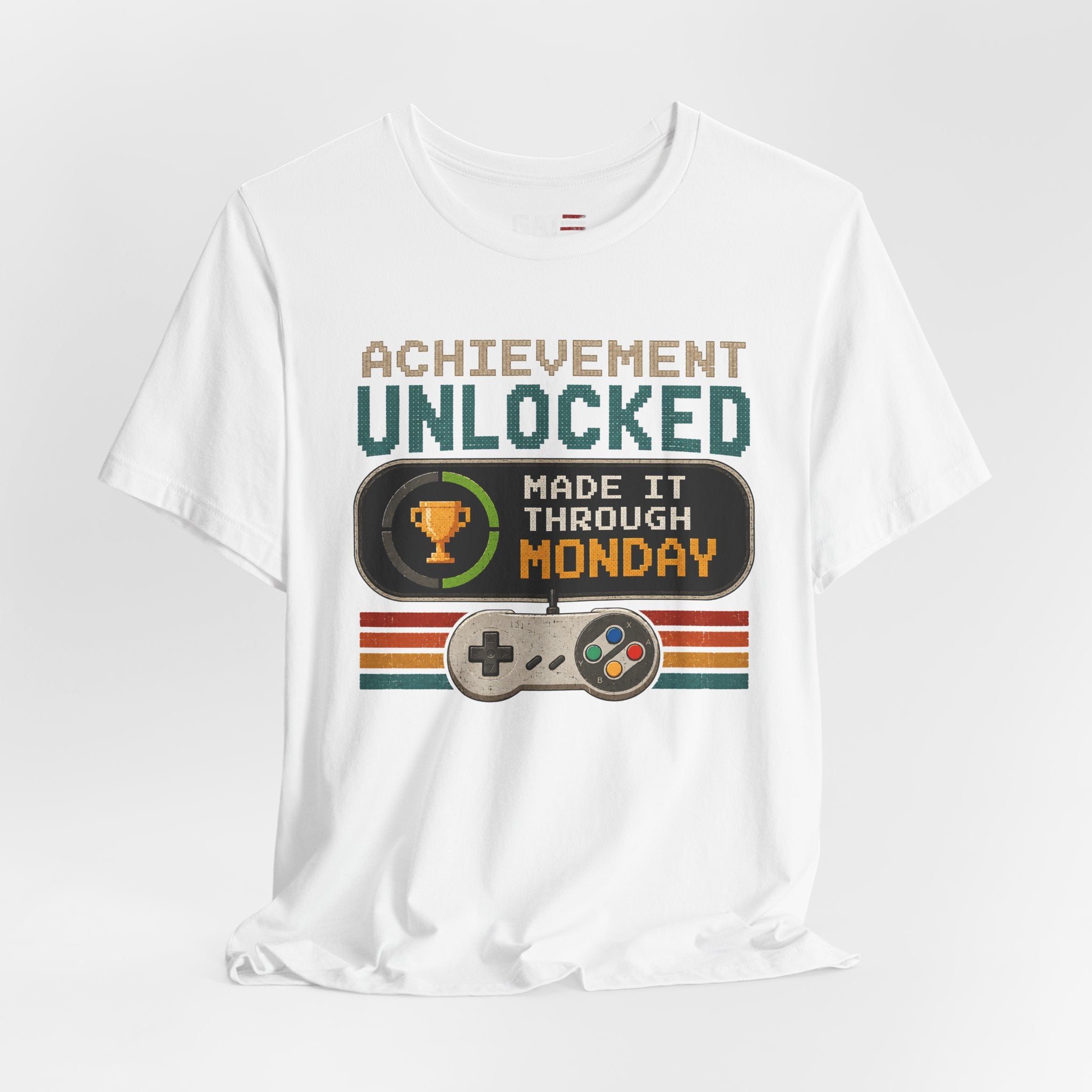 Retro Gaming Shirt, Funny Work Shirt, Made It Through Monday Tee, Gamer Gift for Men Women, Office Humor Shirt