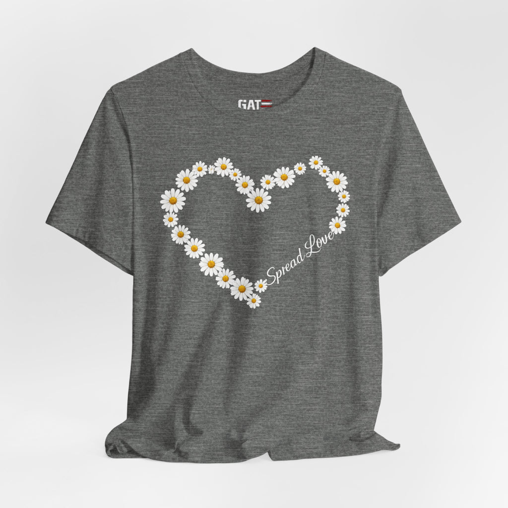 Daisy Heart Tee — "Spread Love" Floral Graphic T-Shirt