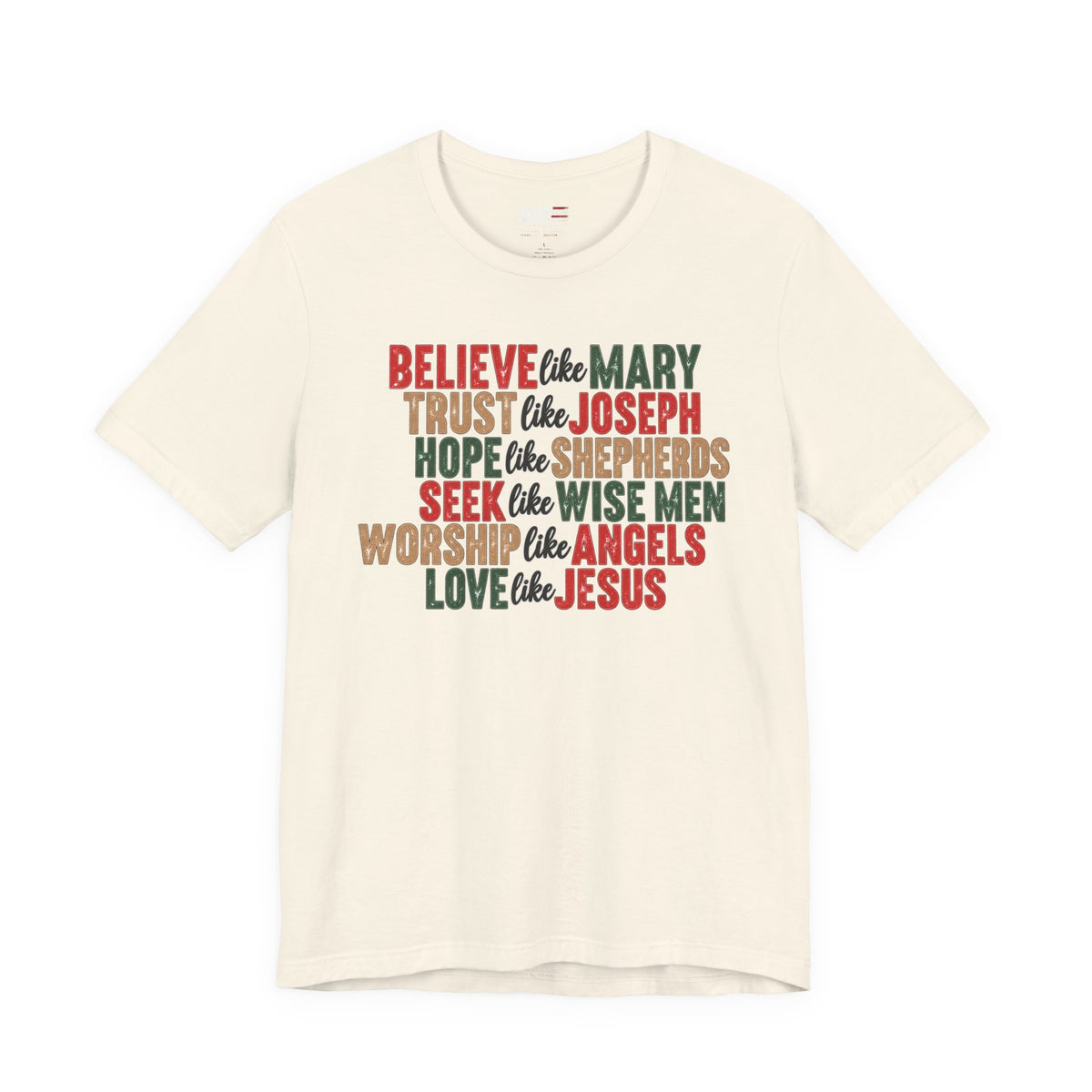 Believe Like Mary Christian Christmas T-Shirt - product image 3