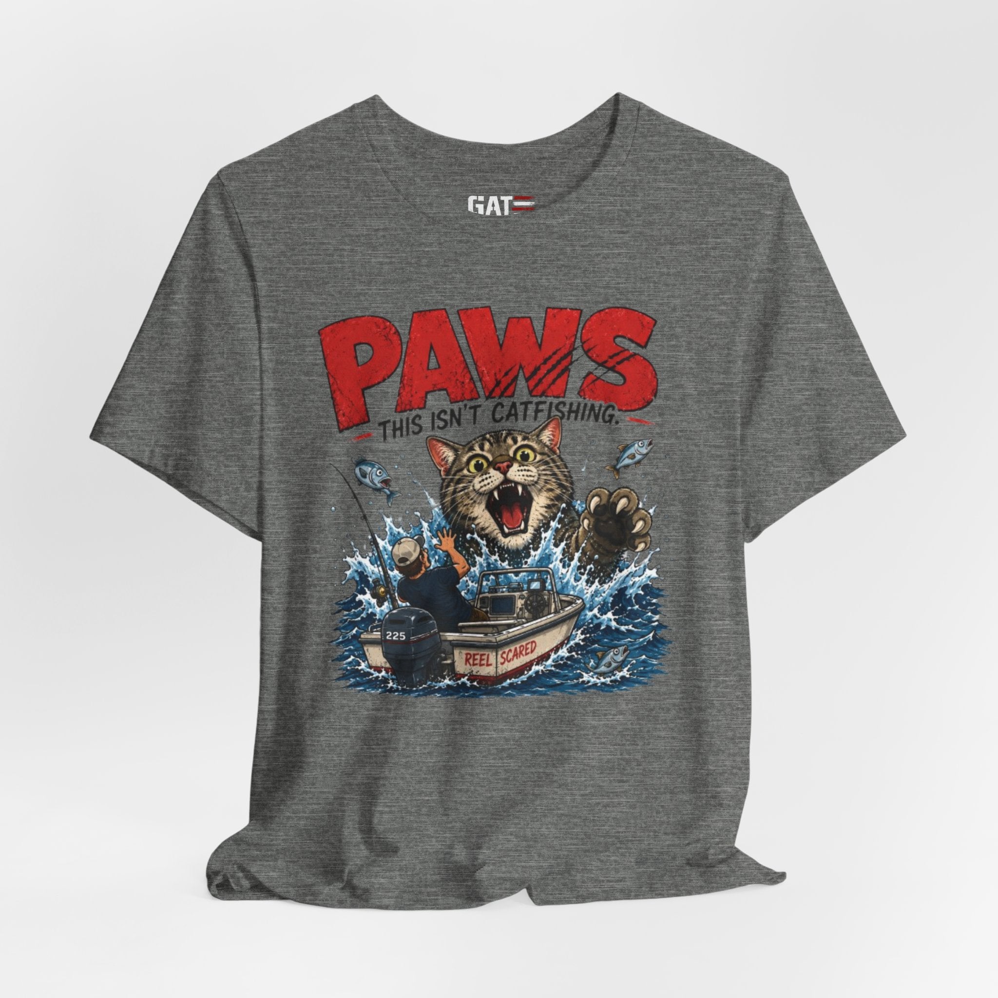 "PAWS This Isn't Catfishing" Fishing Cat Graphic Tee