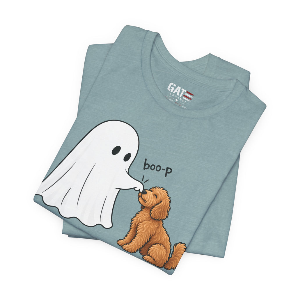 Halloween Ghost & Doodle— "boo-p" Cute Dog Halloween T-Shirt
