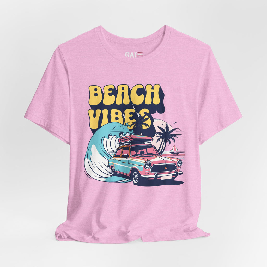 Beach Vibes Shirt, Retro Beach Tee, Vintage Summer Shirt, Coastal Vacation T Shirt, Surf Car Graphic Tee, Groovy Beach Lover Gift
