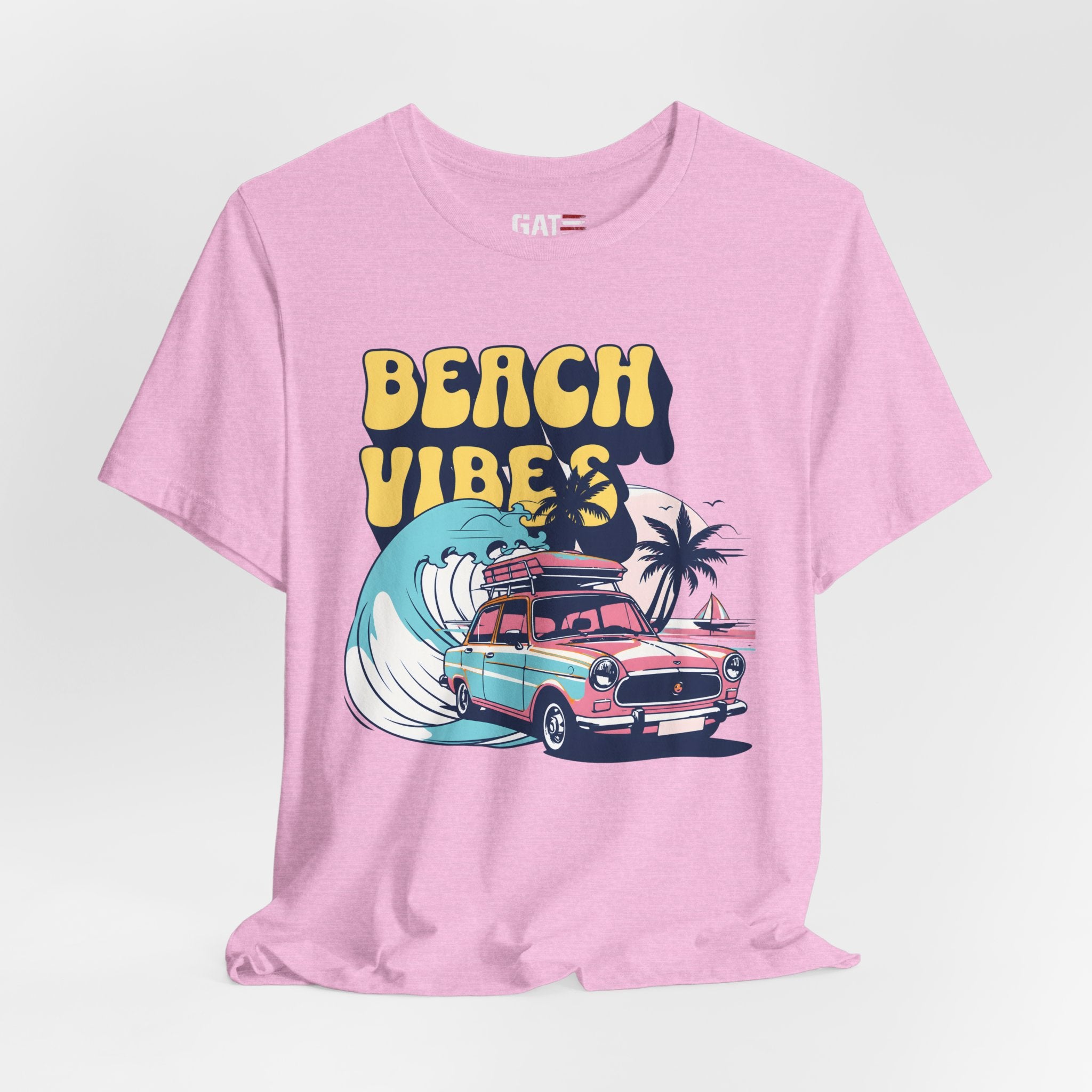 Beach Vibes Shirt, Retro Beach Tee, Vintage Summer Shirt, Coastal Vacation T Shirt, Surf Car Graphic Tee, Groovy Beach Lover Gift