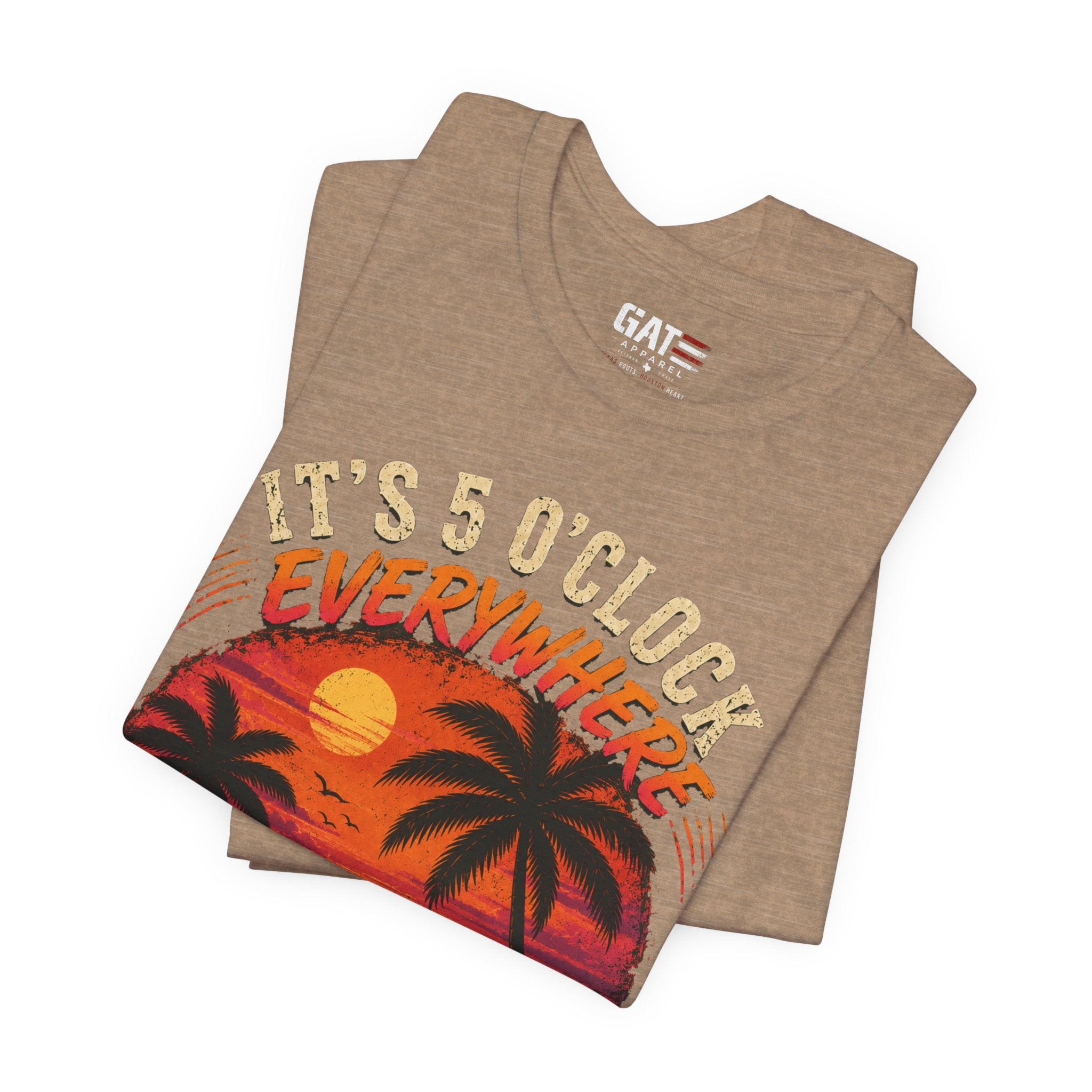 Retired Paradise T-Shirt - "It's 5 O'Clock Everywhere" Sunset Beach Tee