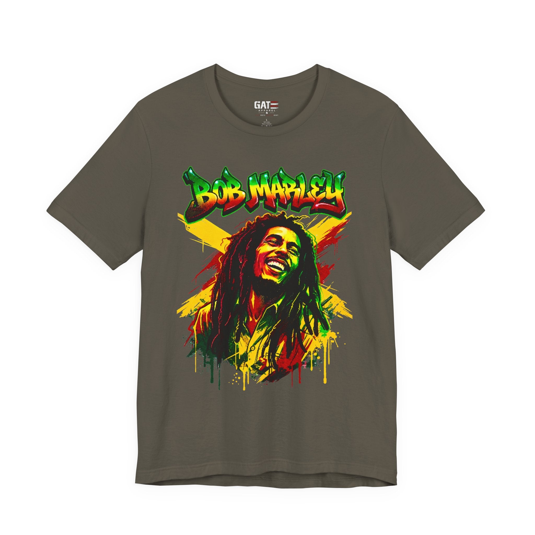Reggae Legend Portrait Tee — Rasta Colors Music Graphic Shirt