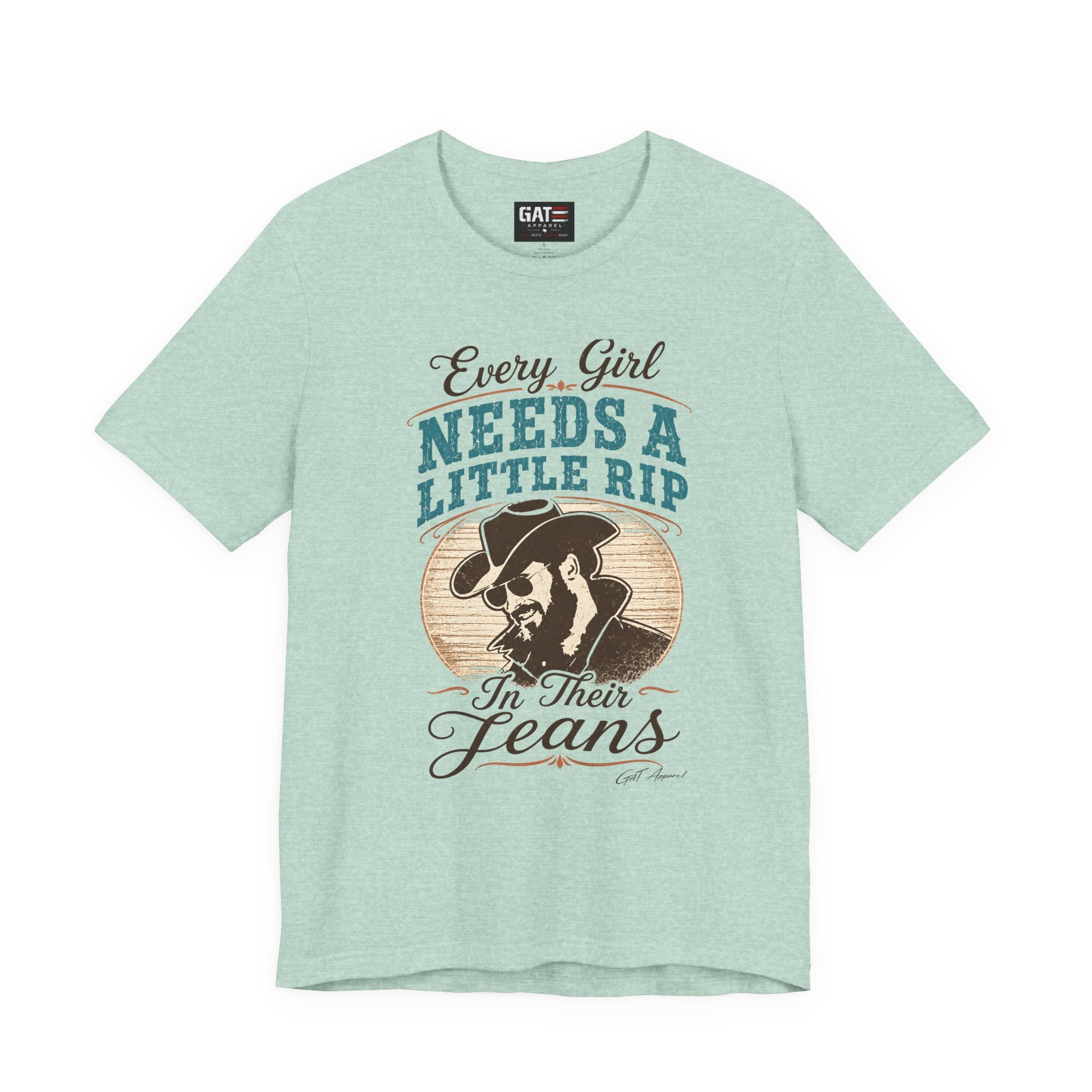 Every Girl Needs A Little Rip In Their Jeans Blue Text Shirt |Dutton Ranch | Yellowstone Inspired Shirt