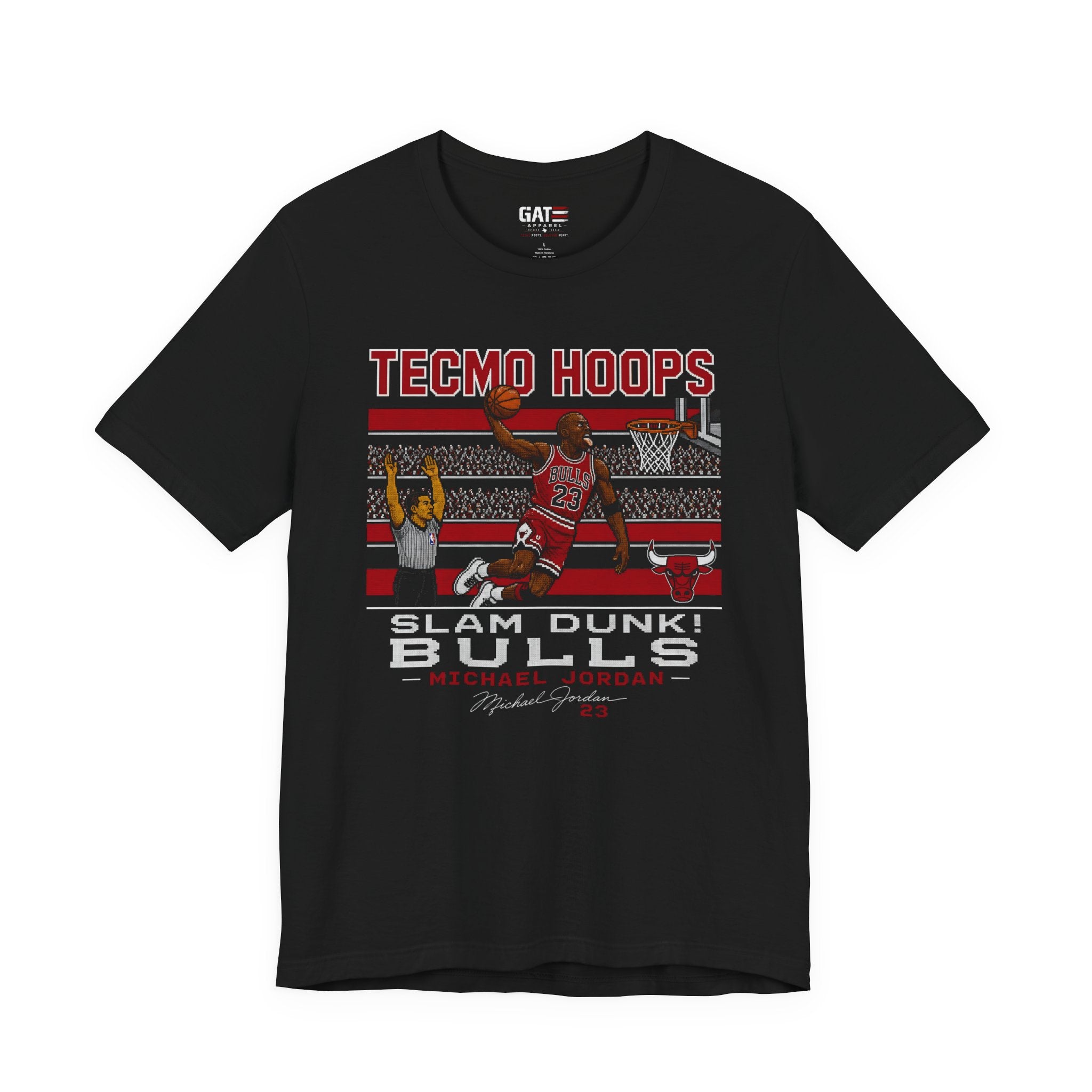 Tecmo Hoops Michael Jordan Slam Dunk Bulls T-Shirt | Retro Video Game Basketball