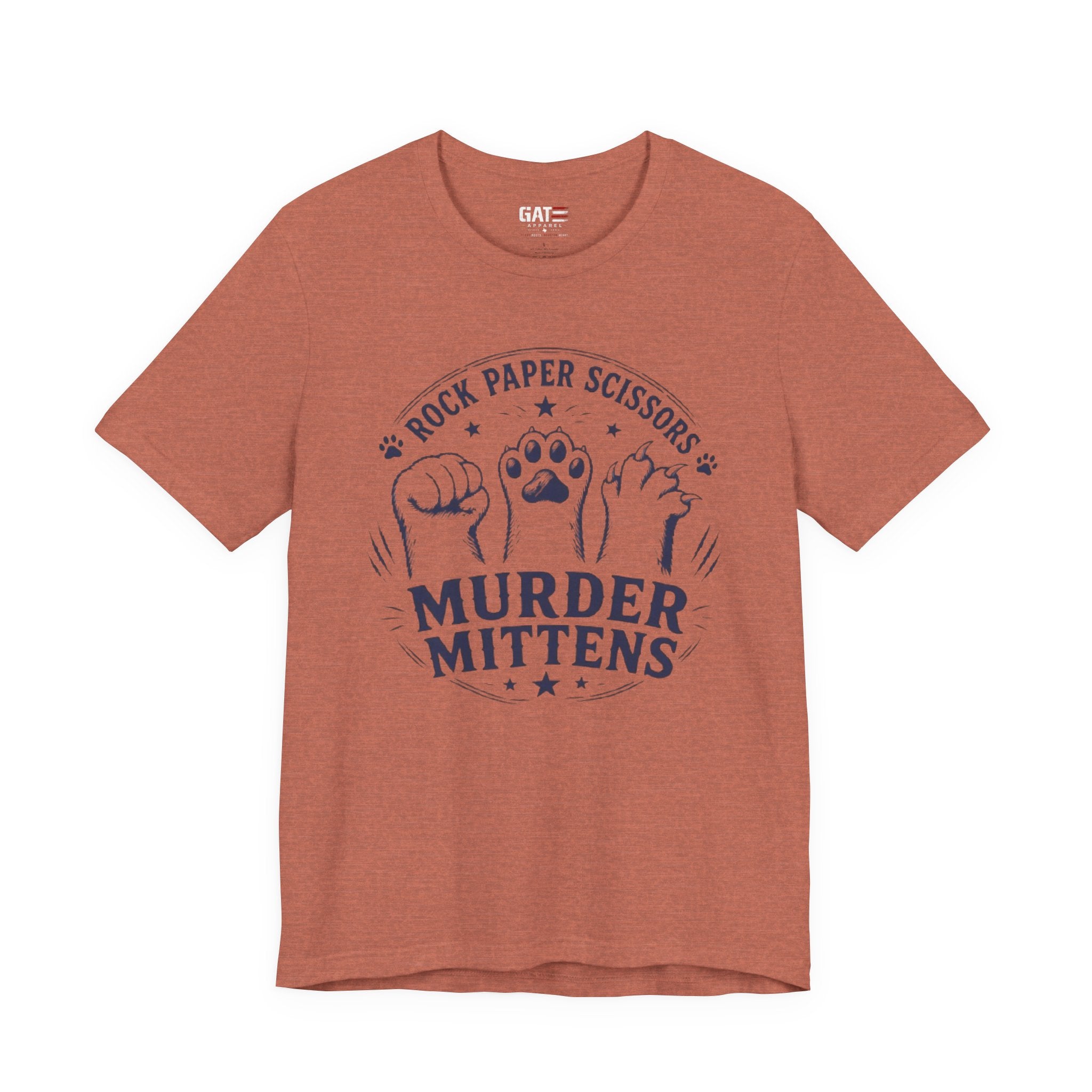 Rock Paper Scissors Murder Mittens Shirt, Funny Cat Lover Tee, Cat Paw Graphic T-Shirt, Cute Cat Mom Gift, Murder Mittens