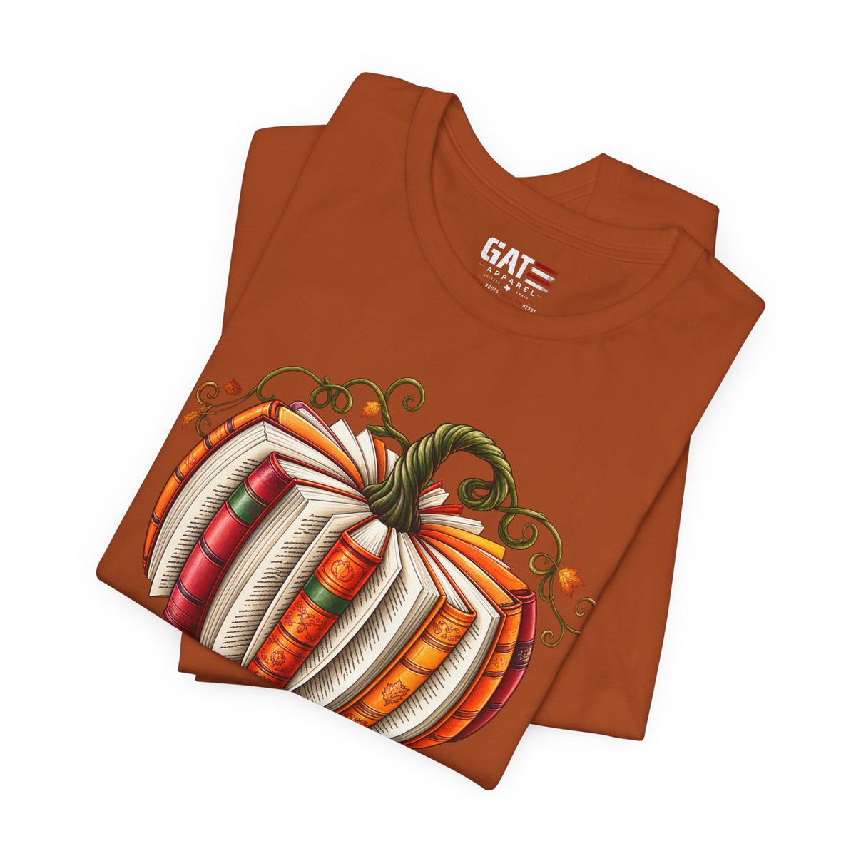 Fall Book Lover Shirt – Pumpkin Books Graphic Tee – product photo