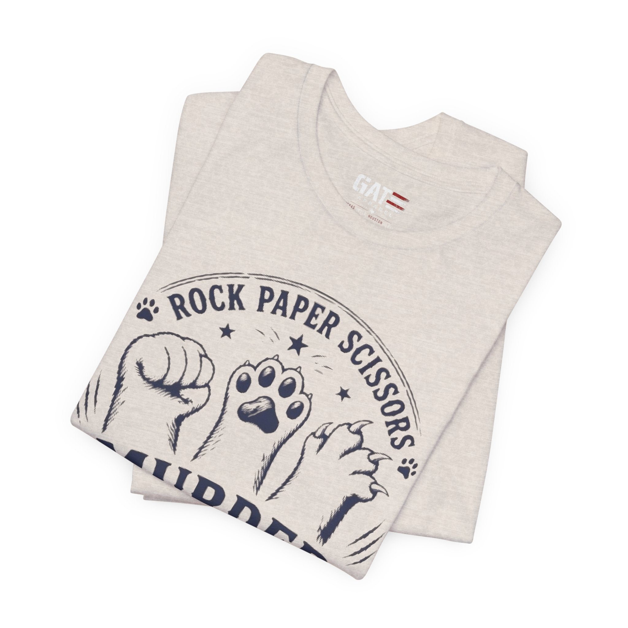 Rock Paper Scissors Murder Mittens Shirt, Funny Cat Lover Tee, Cat Paw Graphic T-Shirt, Cute Cat Mom Gift, Murder Mittens