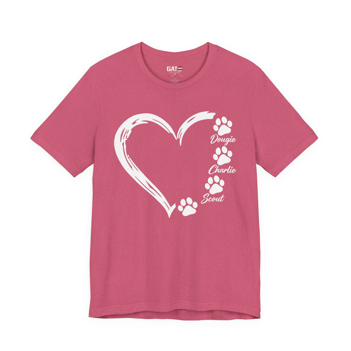 Personalized Pet Paw Heart Shirt | Custom Dog Names Tee