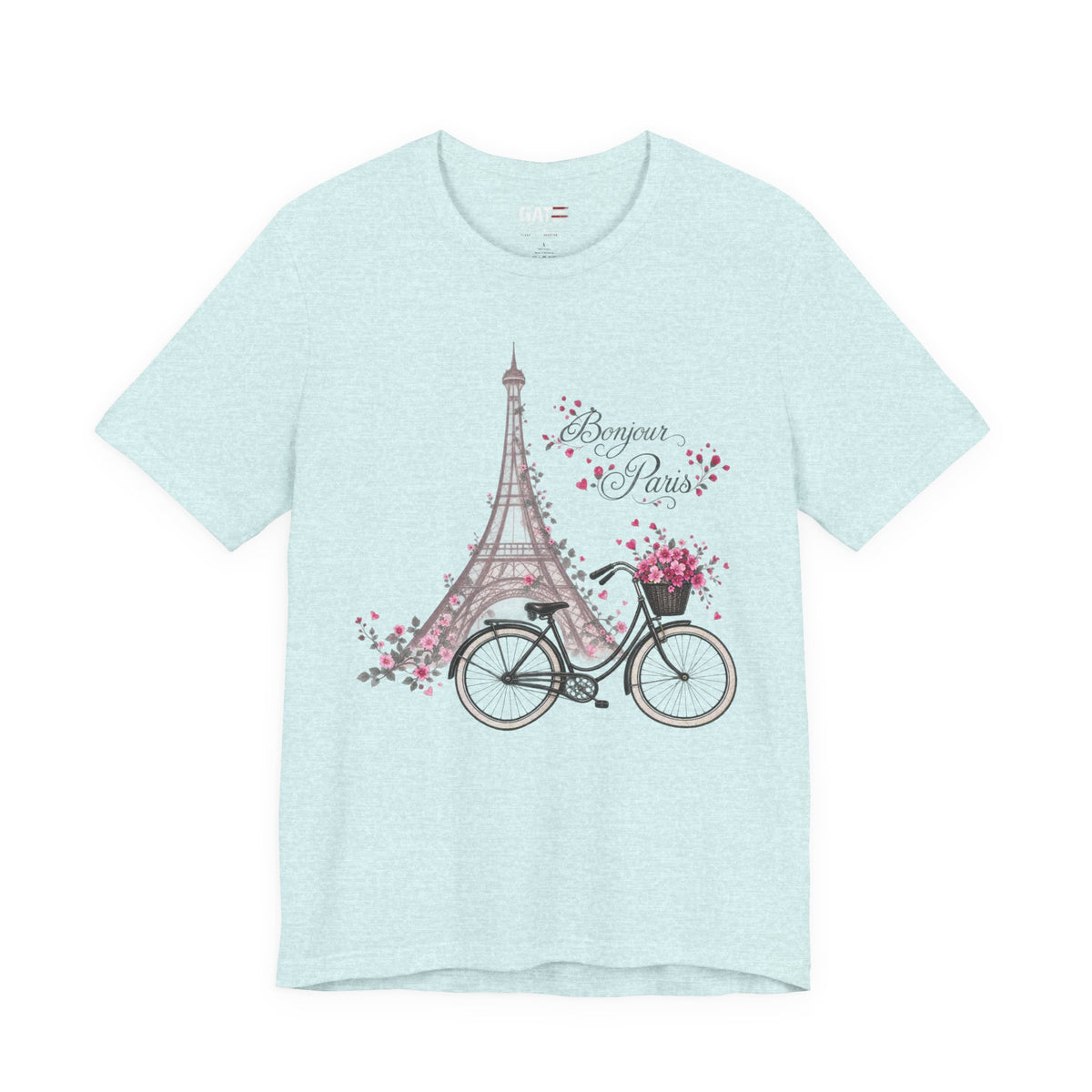 Bonjour Paris Eiffel Tower bicycle and floral graphic T-shirt - product image 10