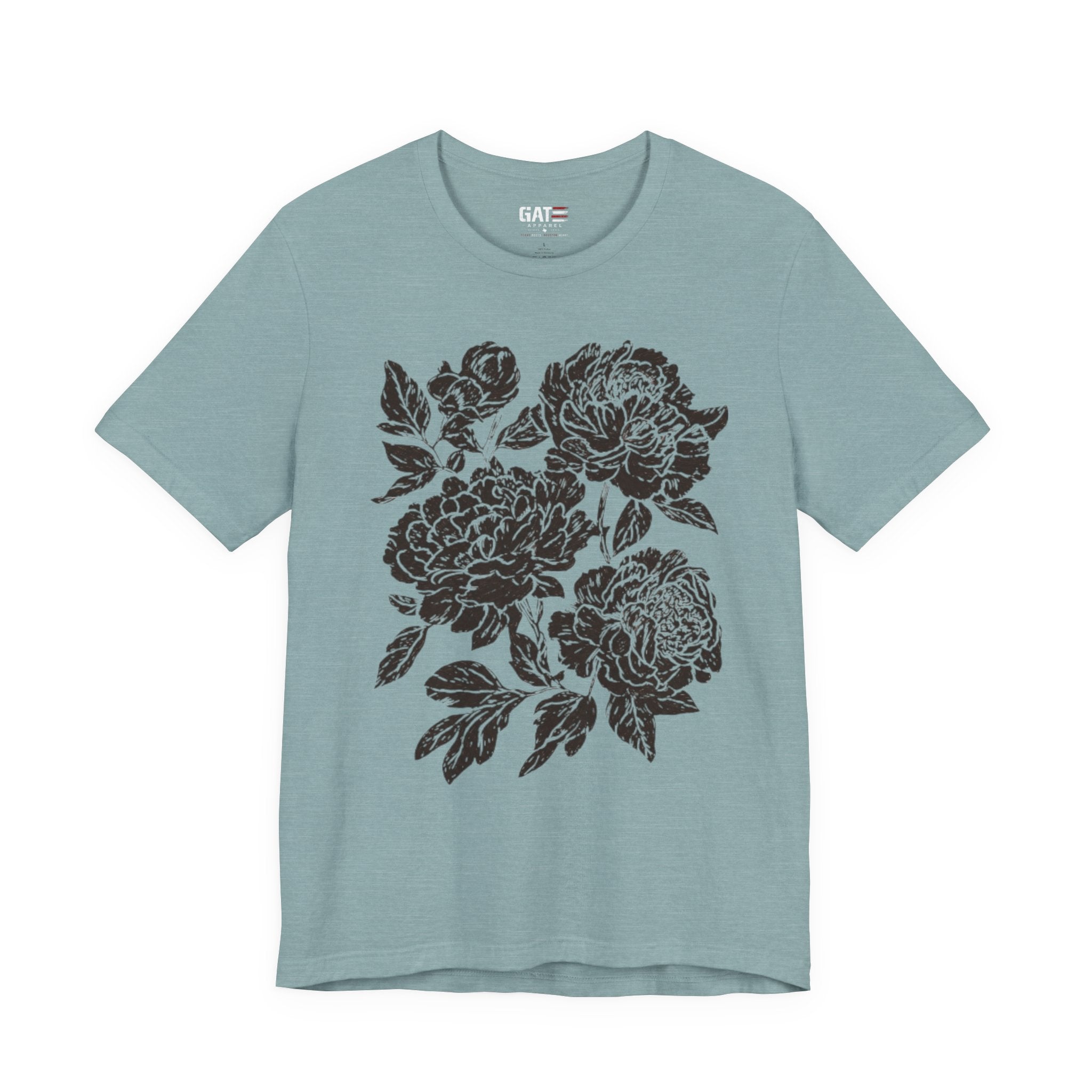Floral Peony Tee — Vintage Black Rose Bouquet Graphic T-Shirt