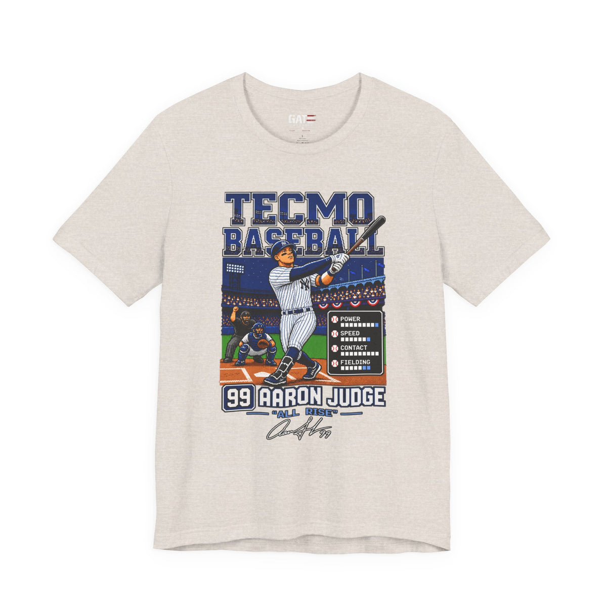 New York Yankees – Aaron Judge – Tecmo Baseball Tee — Retro Video Game Baseball T-Shirt