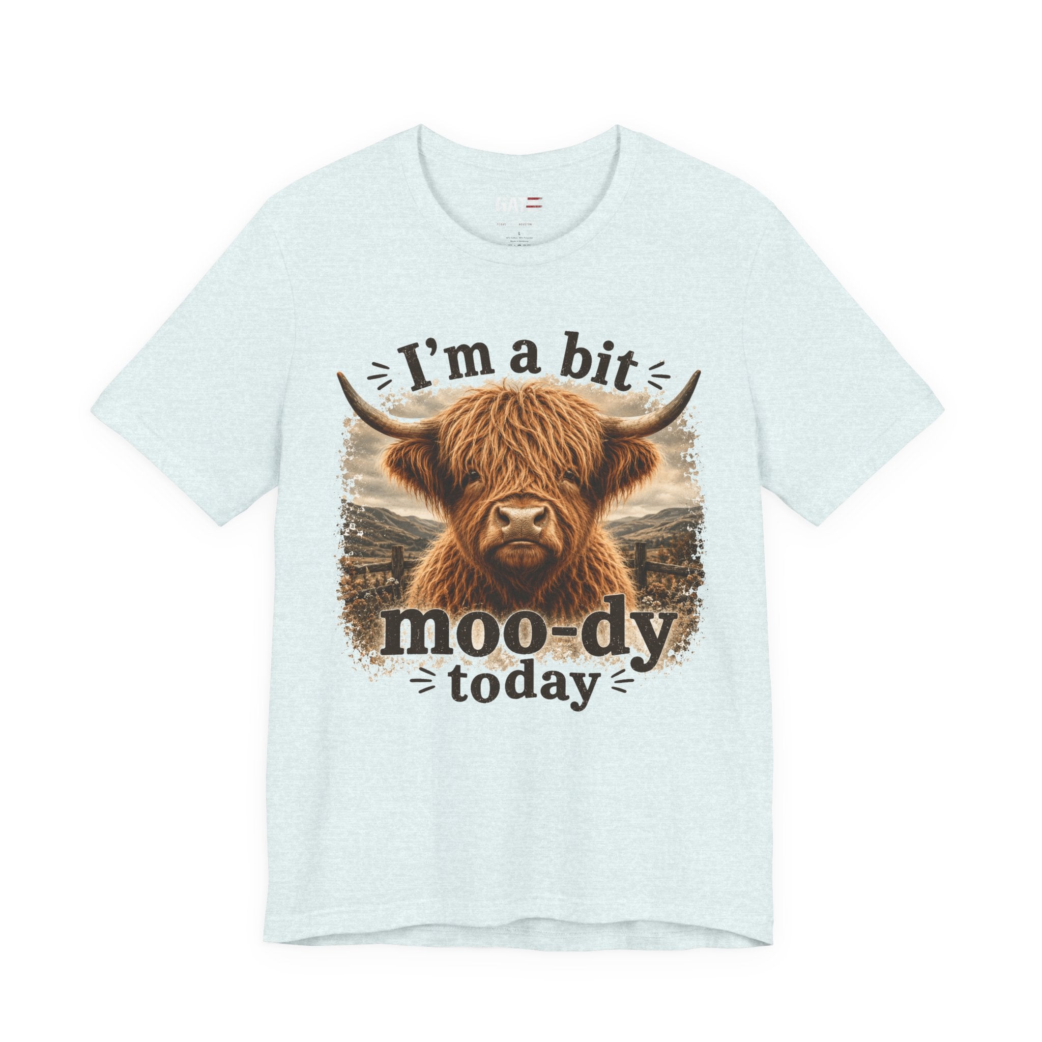 I’m a Bit Moo-dy Today Tee — Funny Highland Cow Graphic T-Shirt