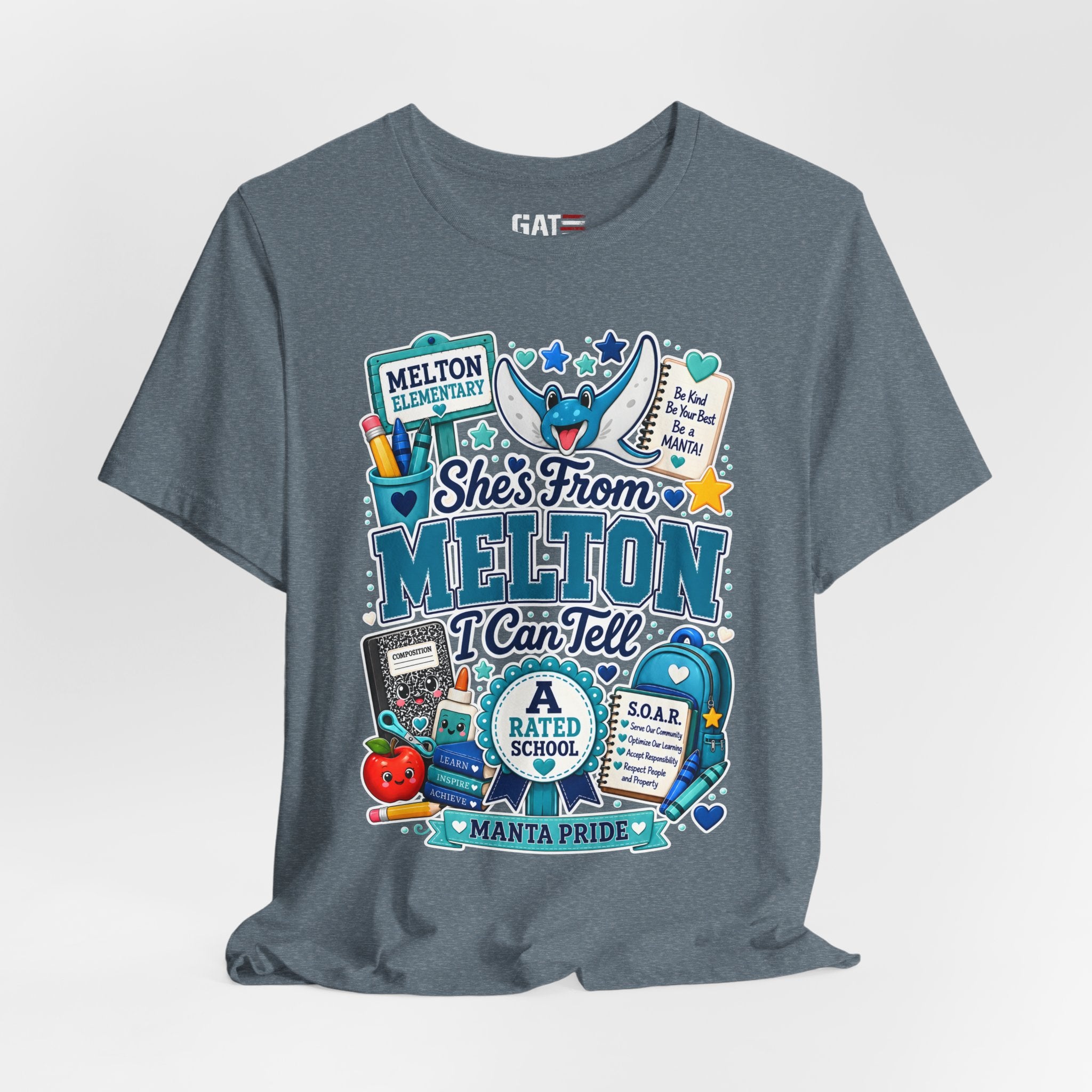 She's From Melton School Tee — Manta Pride Elementary Graphic T‑Shirt