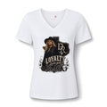 Women's V-Neck Tee — "Loyalty Looks Good in Black" Graphic