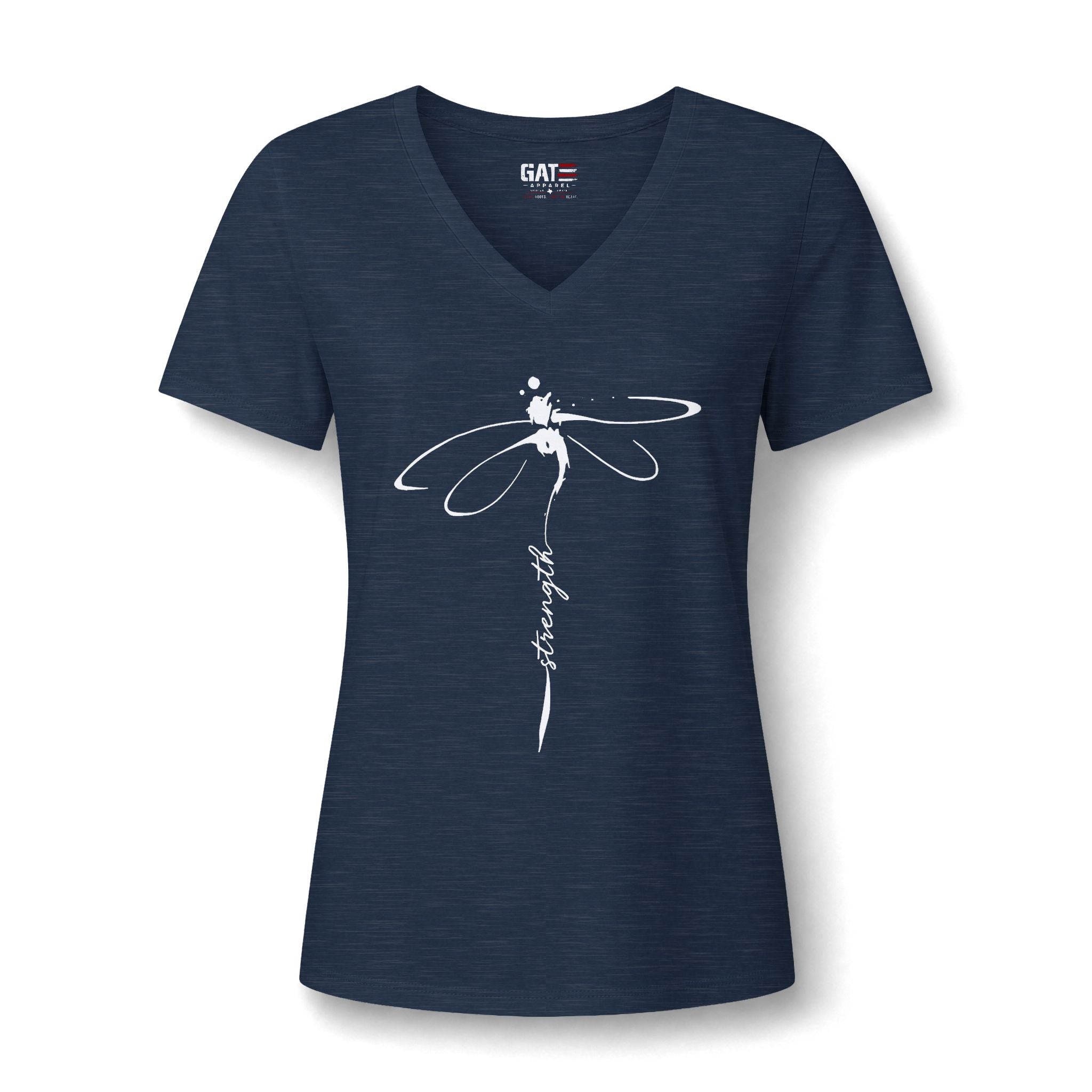 Women's Dragonfly Yoga V-Neck Tee — Serene Floral Meditation Top