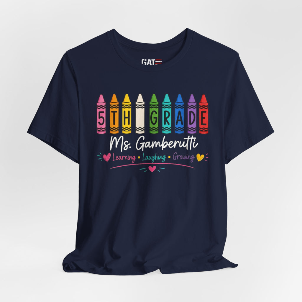 Customize Grade Level and Name Teacher Crayon Shirt